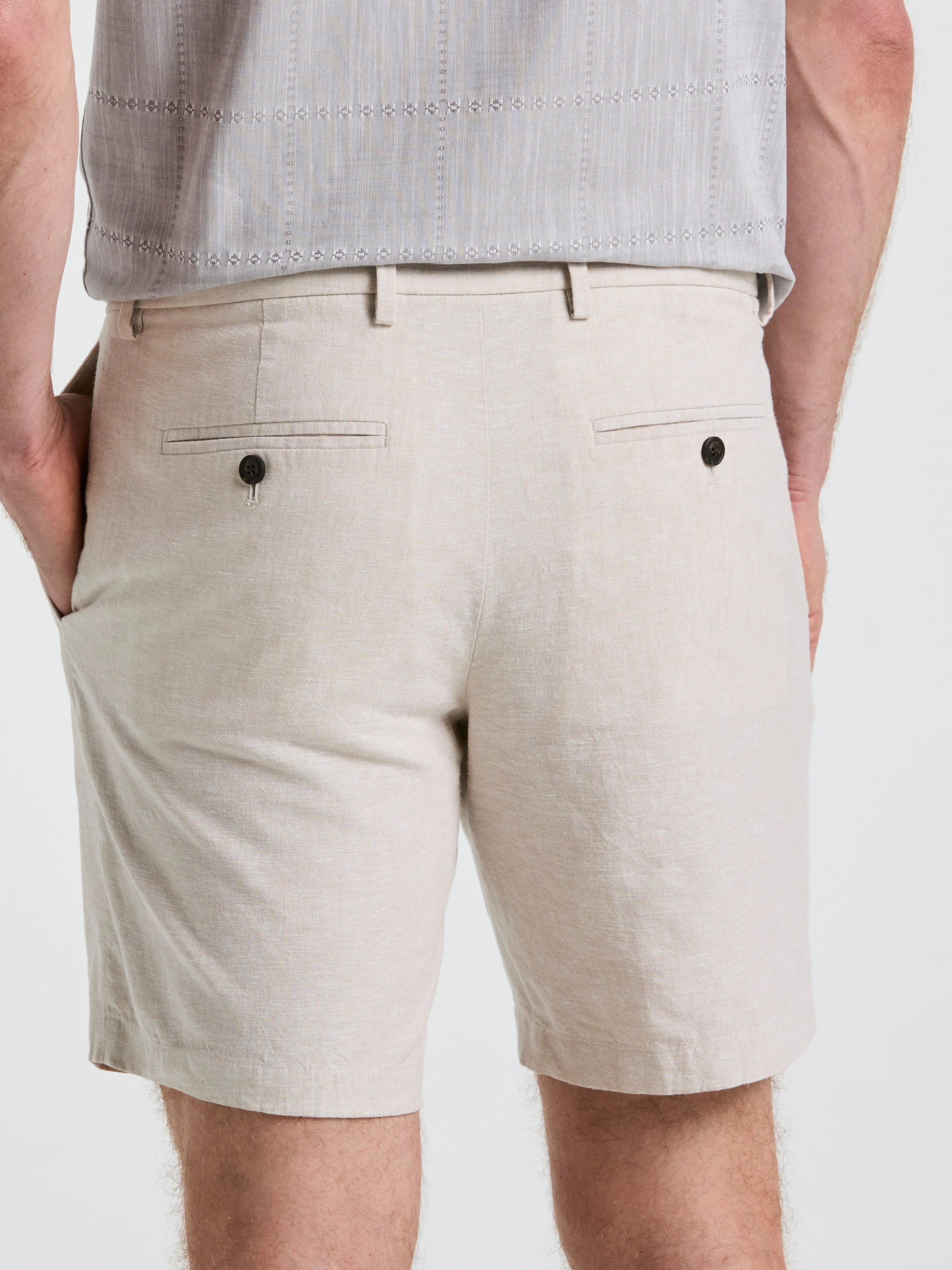 8" Flat Front Linen Cotton Short - Image 8