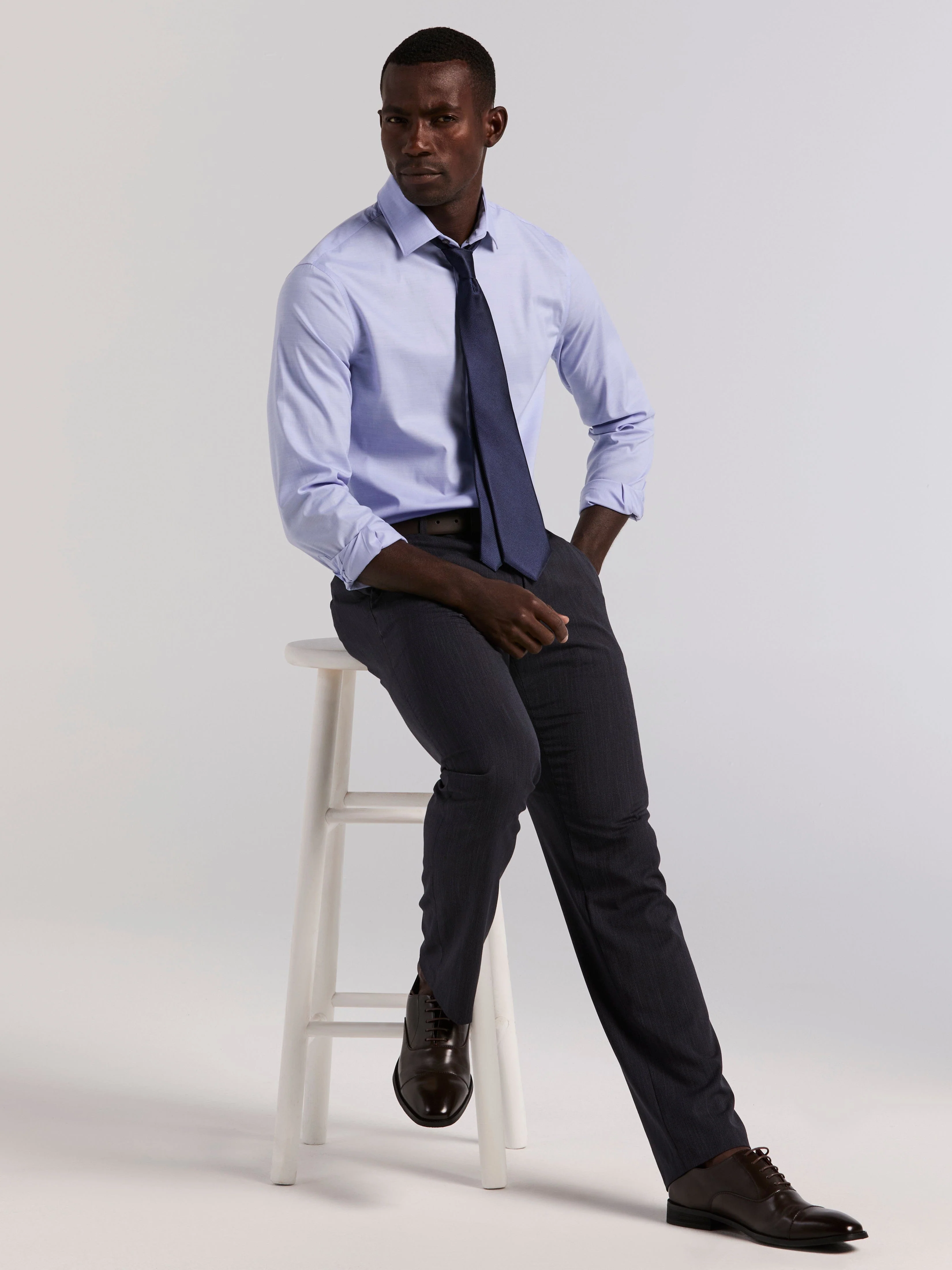 Cotton Blend Slim Fit Dress Shirt - Image 4