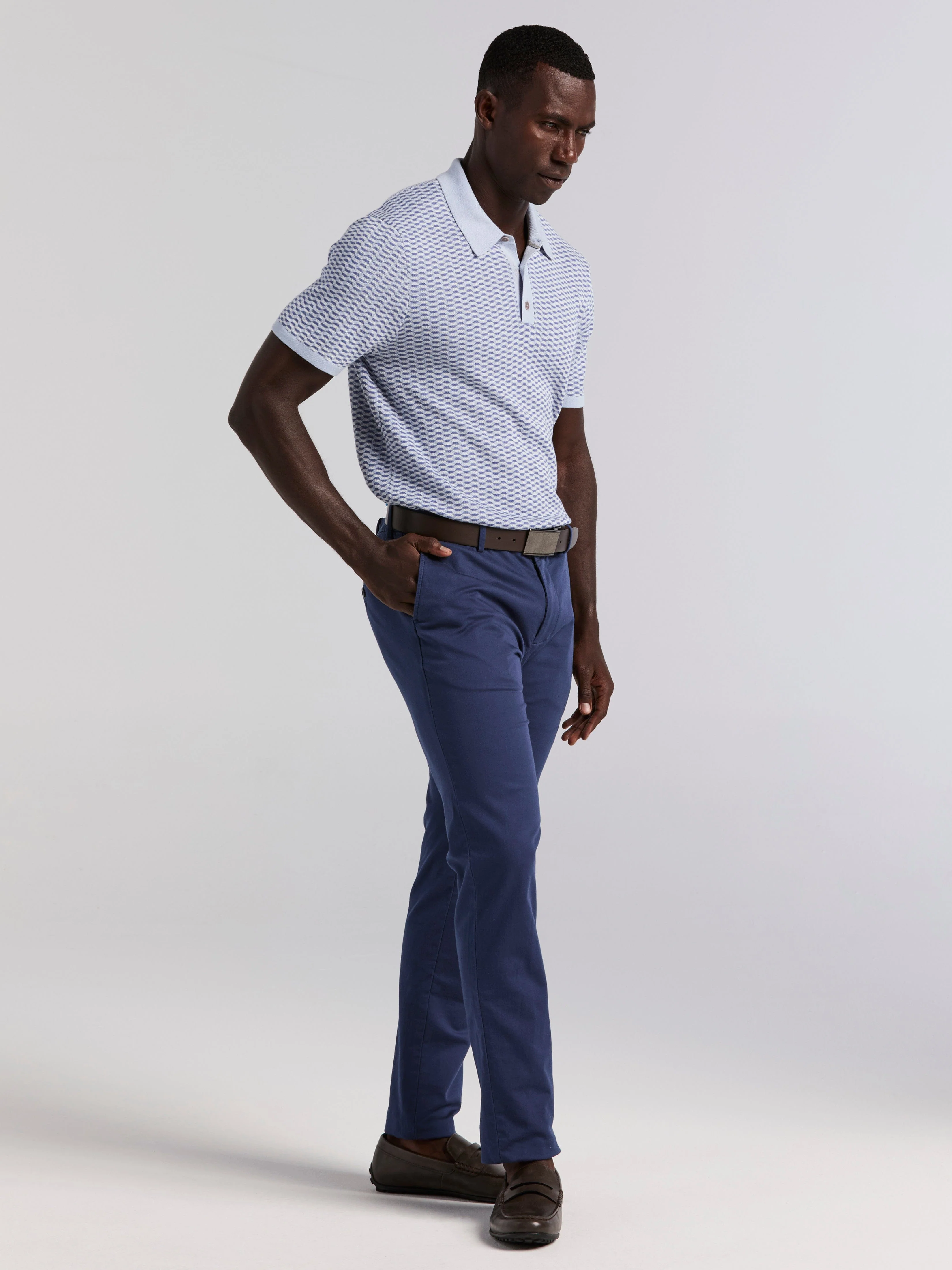 Cotton Modal Geo Polo Sweater - Image 5
