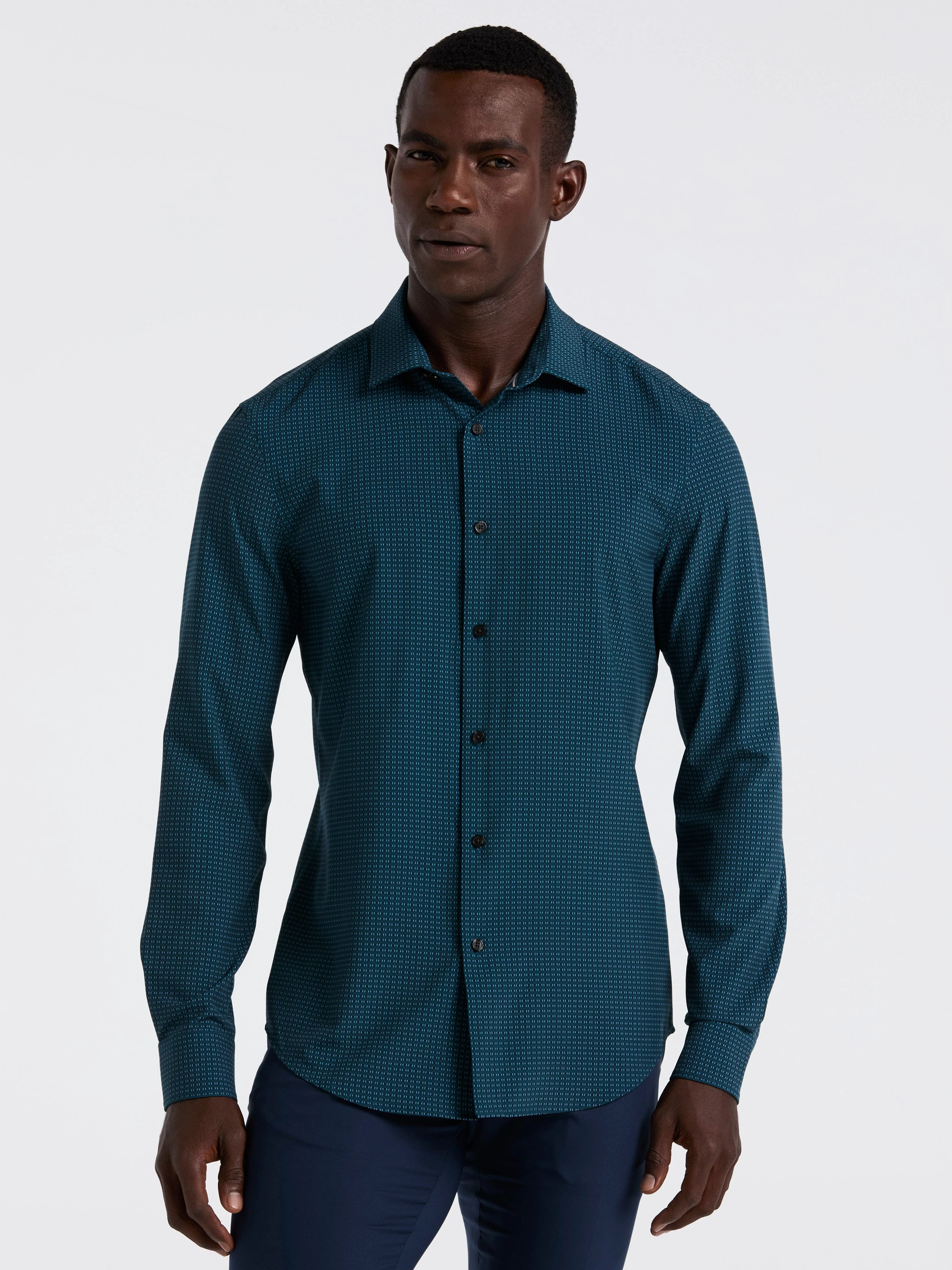 Slim Fit Total Stretch Geo Print Shirt - Image 6