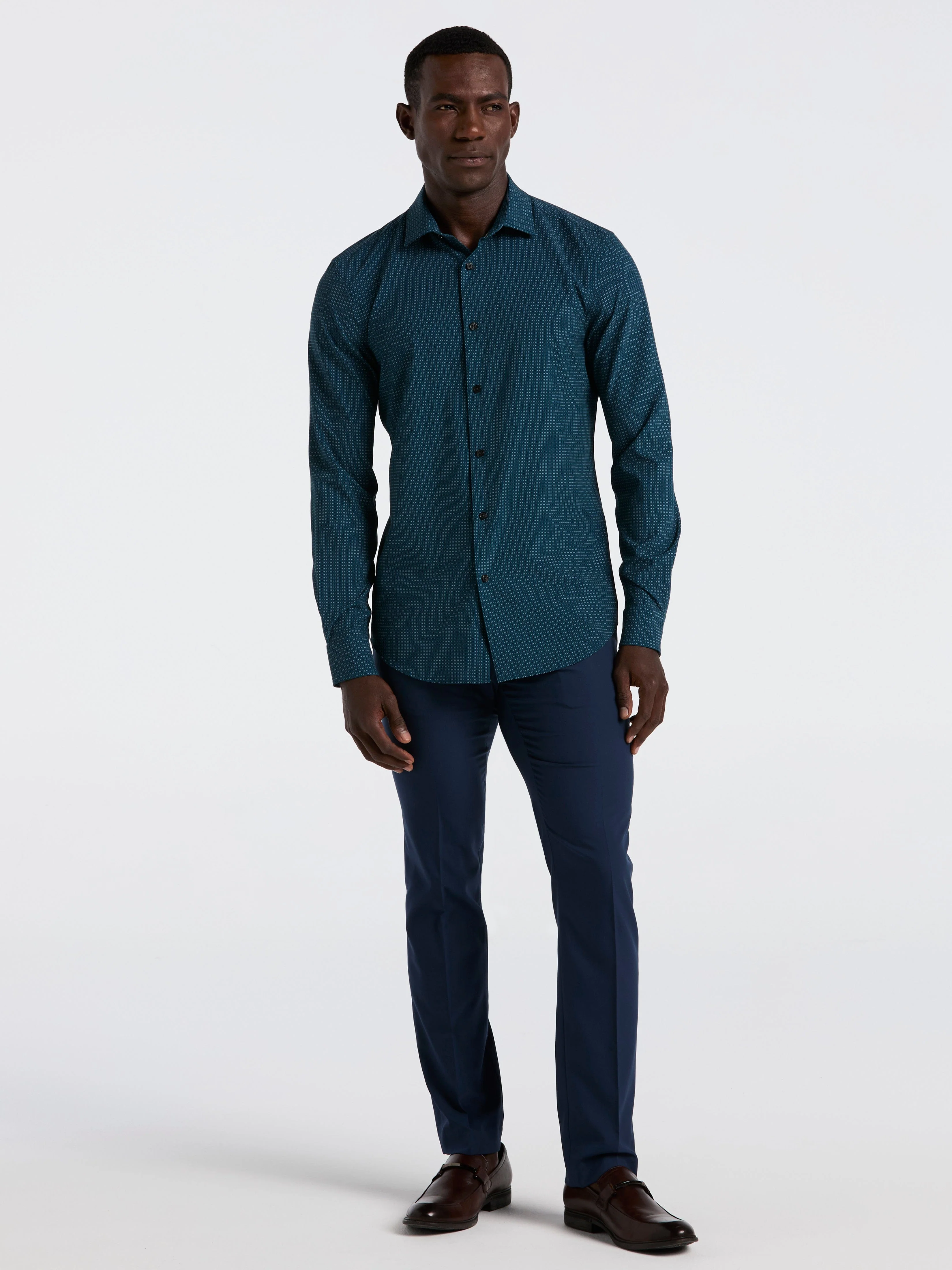 Slim Fit Total Stretch Geo Print Shirt - Image 8