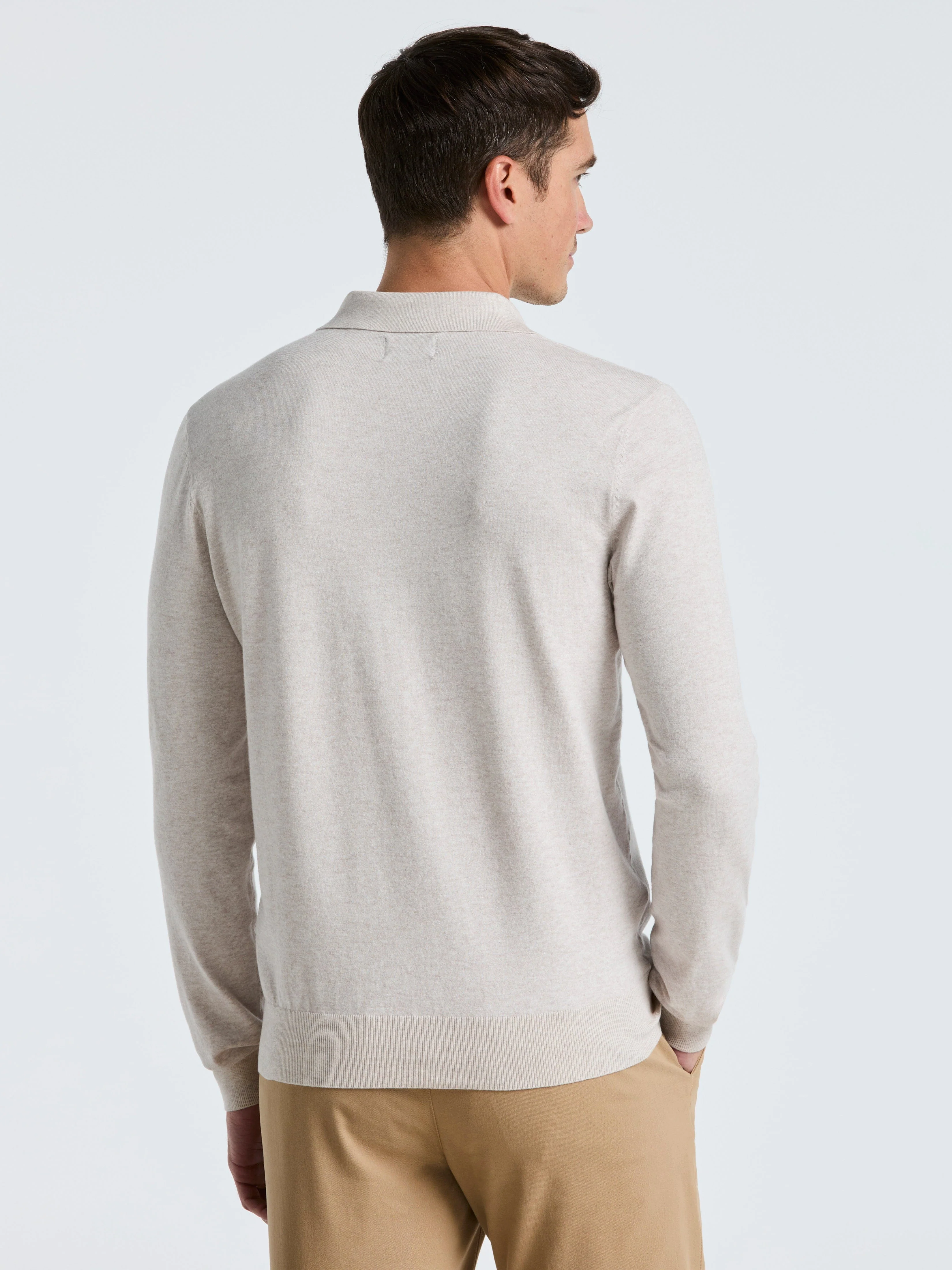 Tech Knit Open Collar Sweater Polo Long Sleeve - Image 3