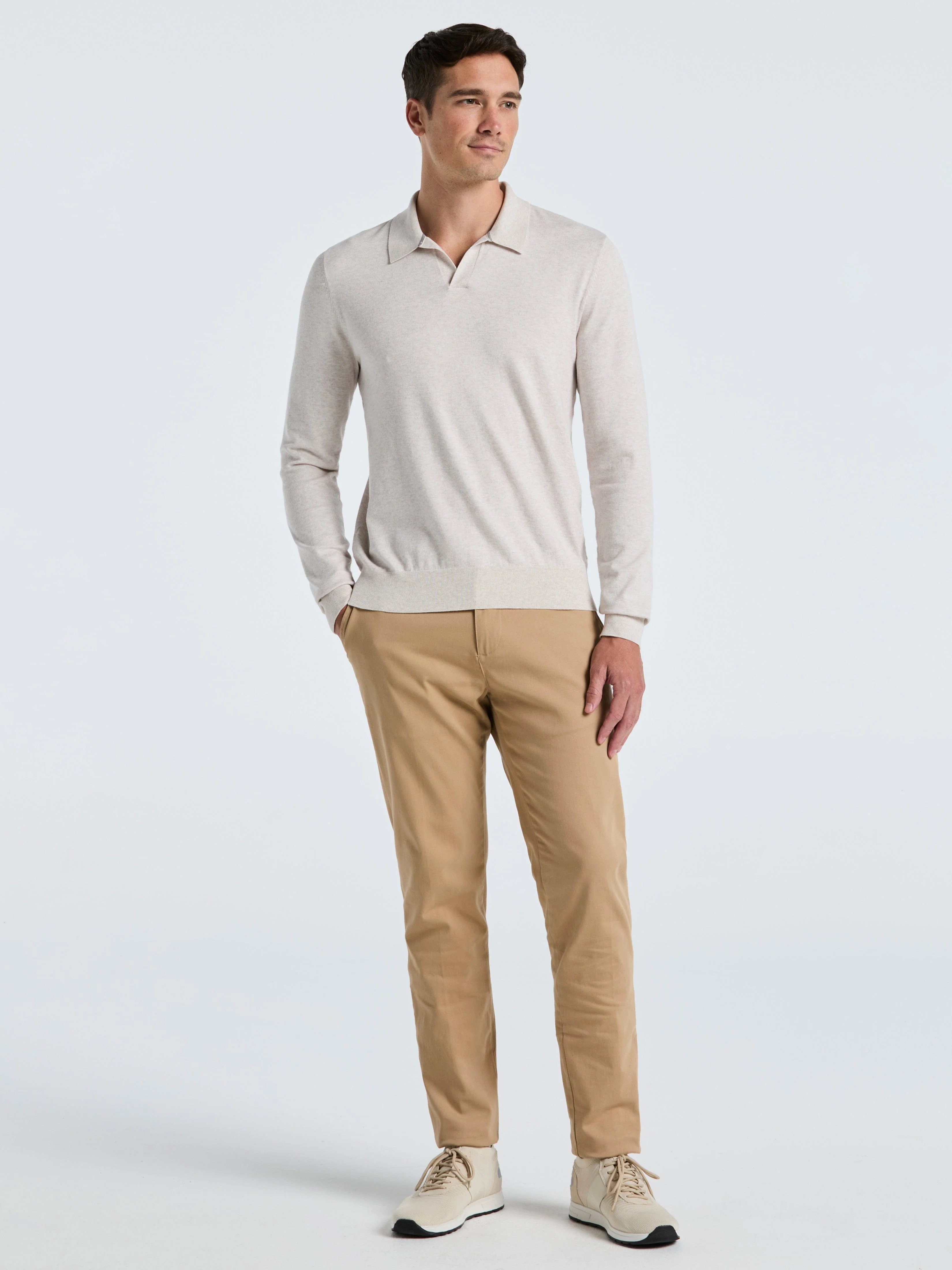 Tech Knit Open Collar Sweater Polo Long Sleeve - Image 4