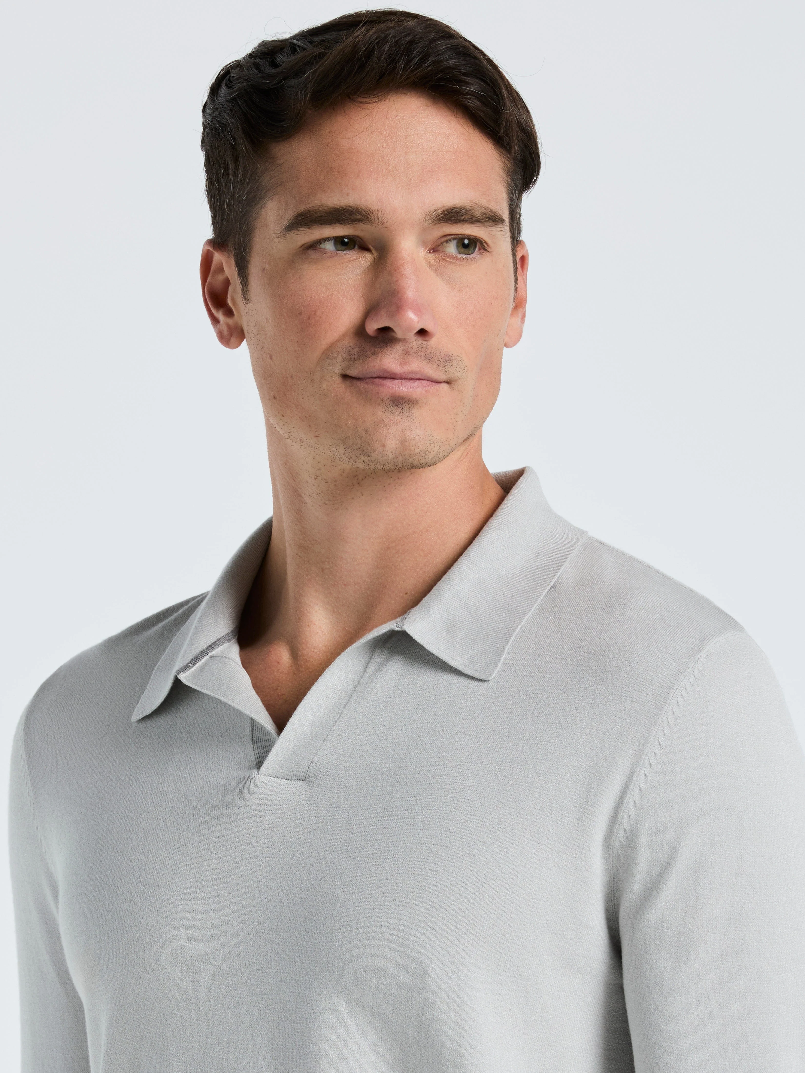 Tech Knit Open Collar Sweater Polo Long Sleeve - Image 6