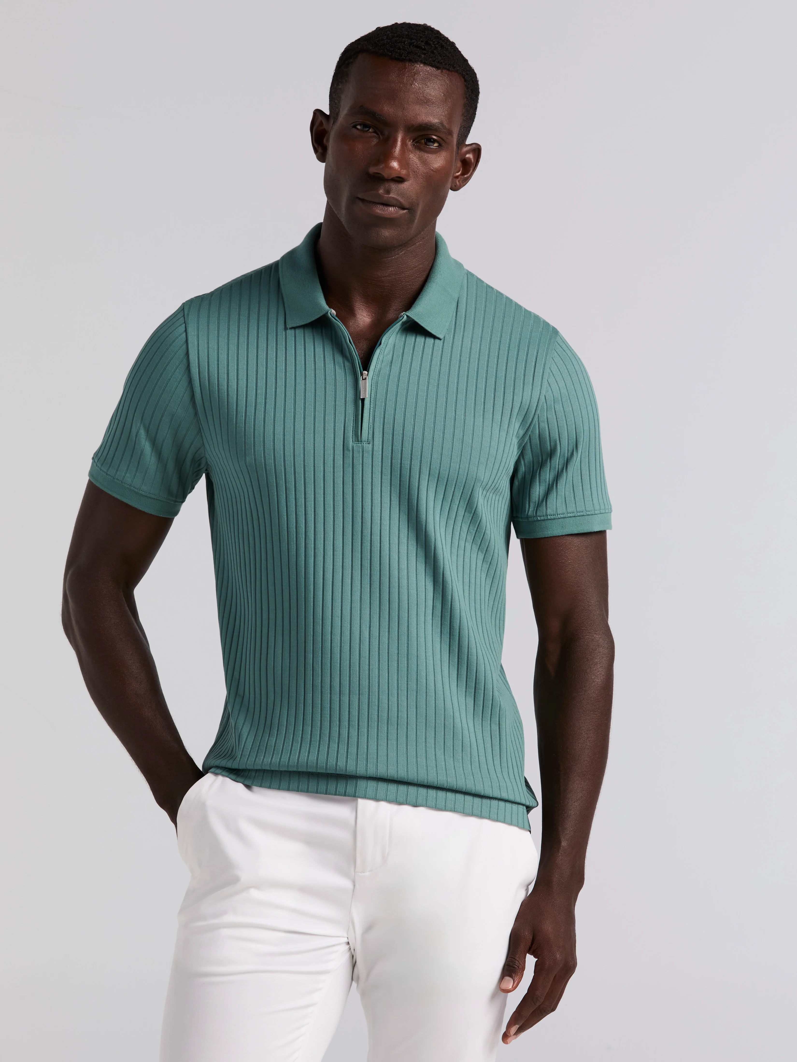 Quarter Zip Ribbed Polo - Image 15
