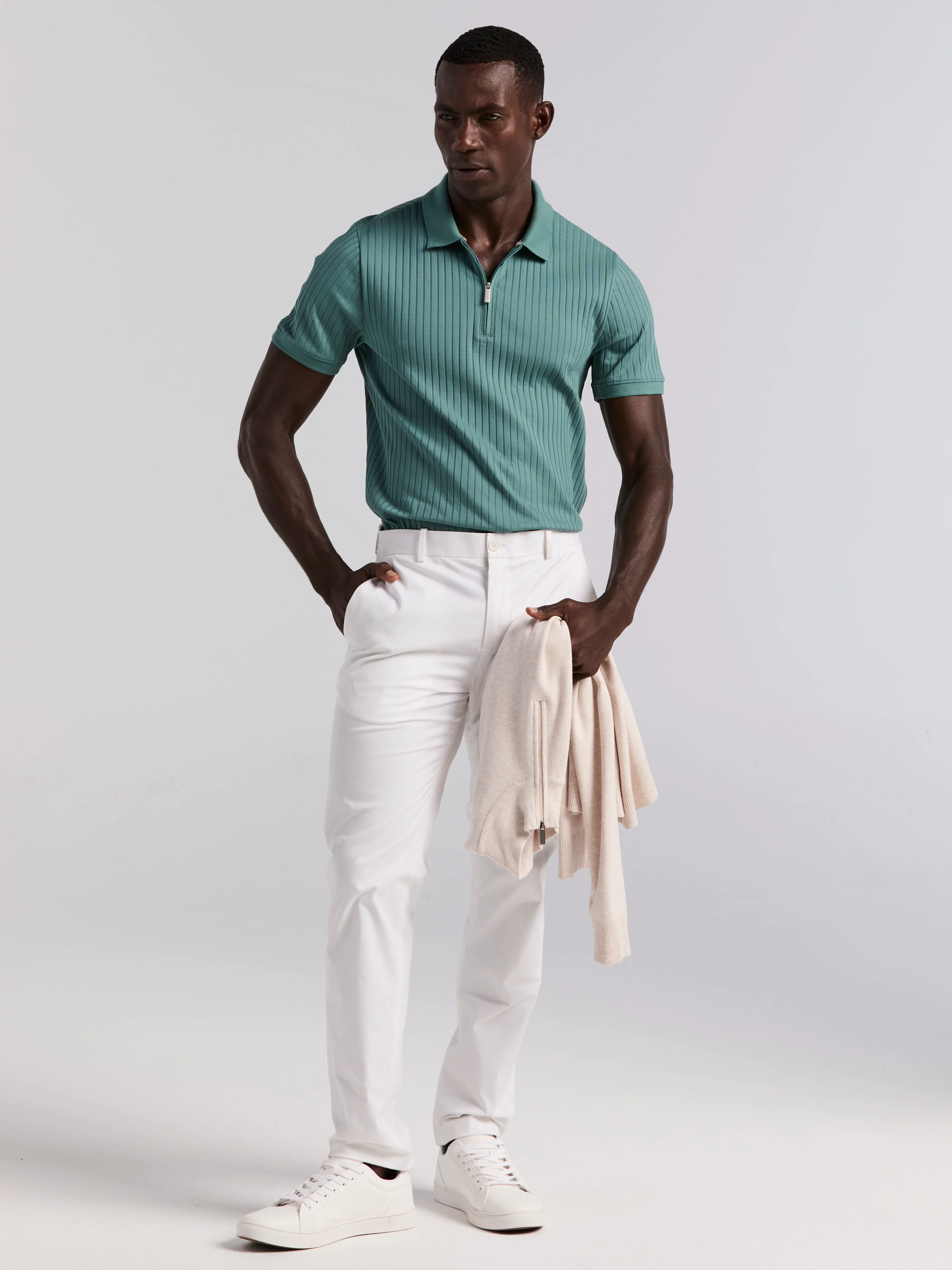 Quarter Zip Ribbed Polo - Image 18