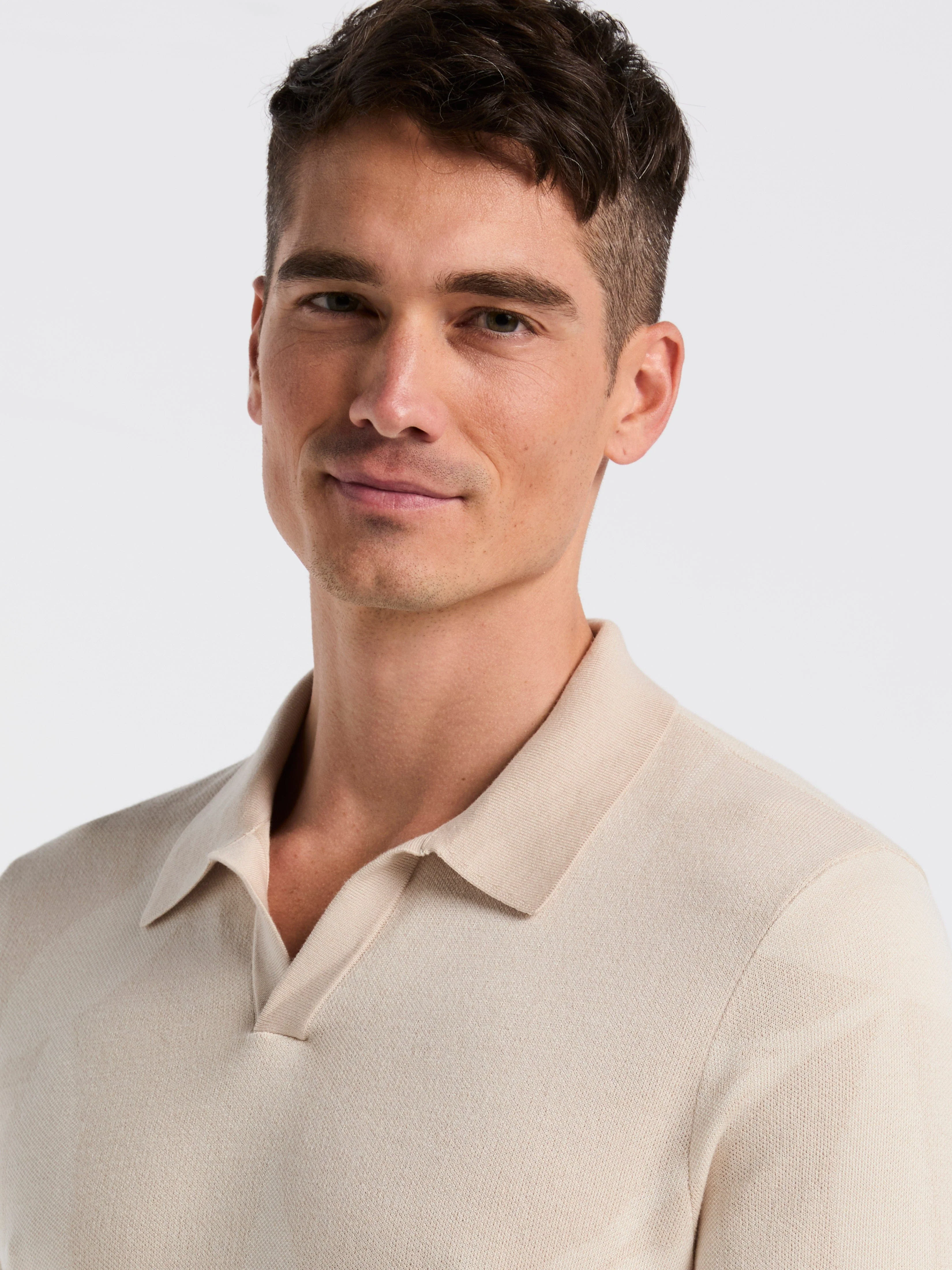 Leaf Print Open Collar Sweater Polo - Image 6