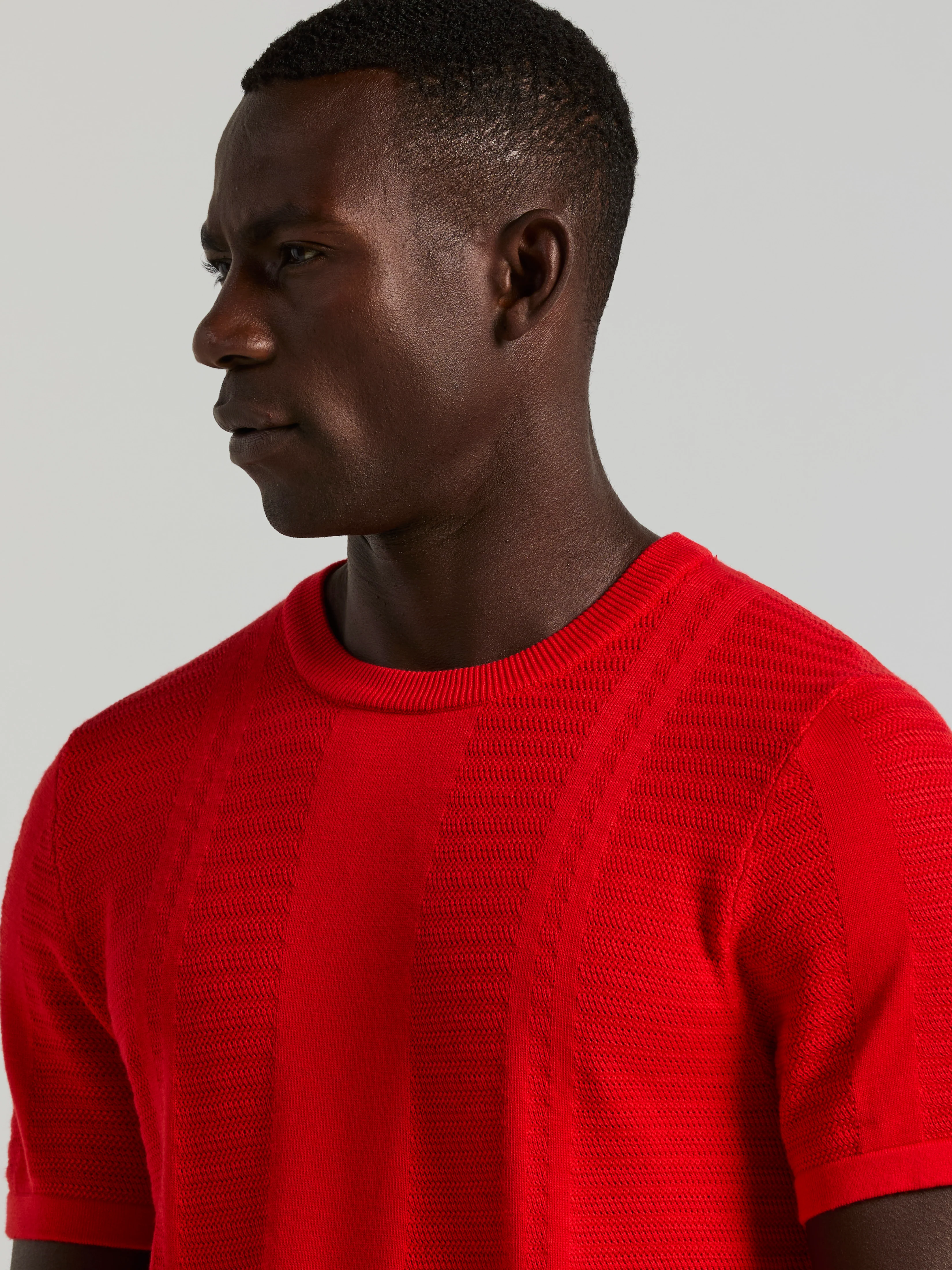 Textured Stripe Crew Neck Sweater Tee - Image 11
