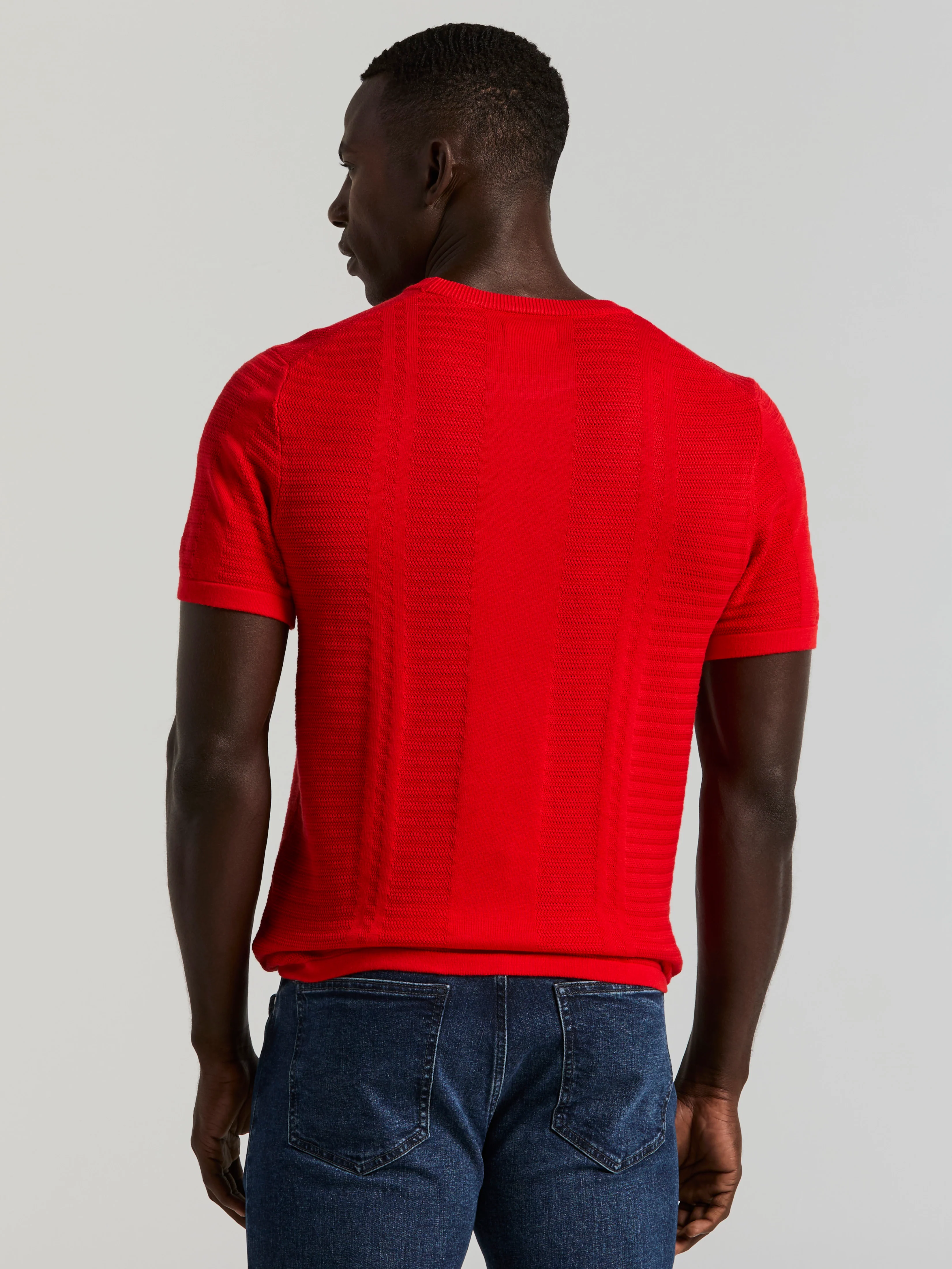 Textured Stripe Crew Neck Sweater Tee - Image 12