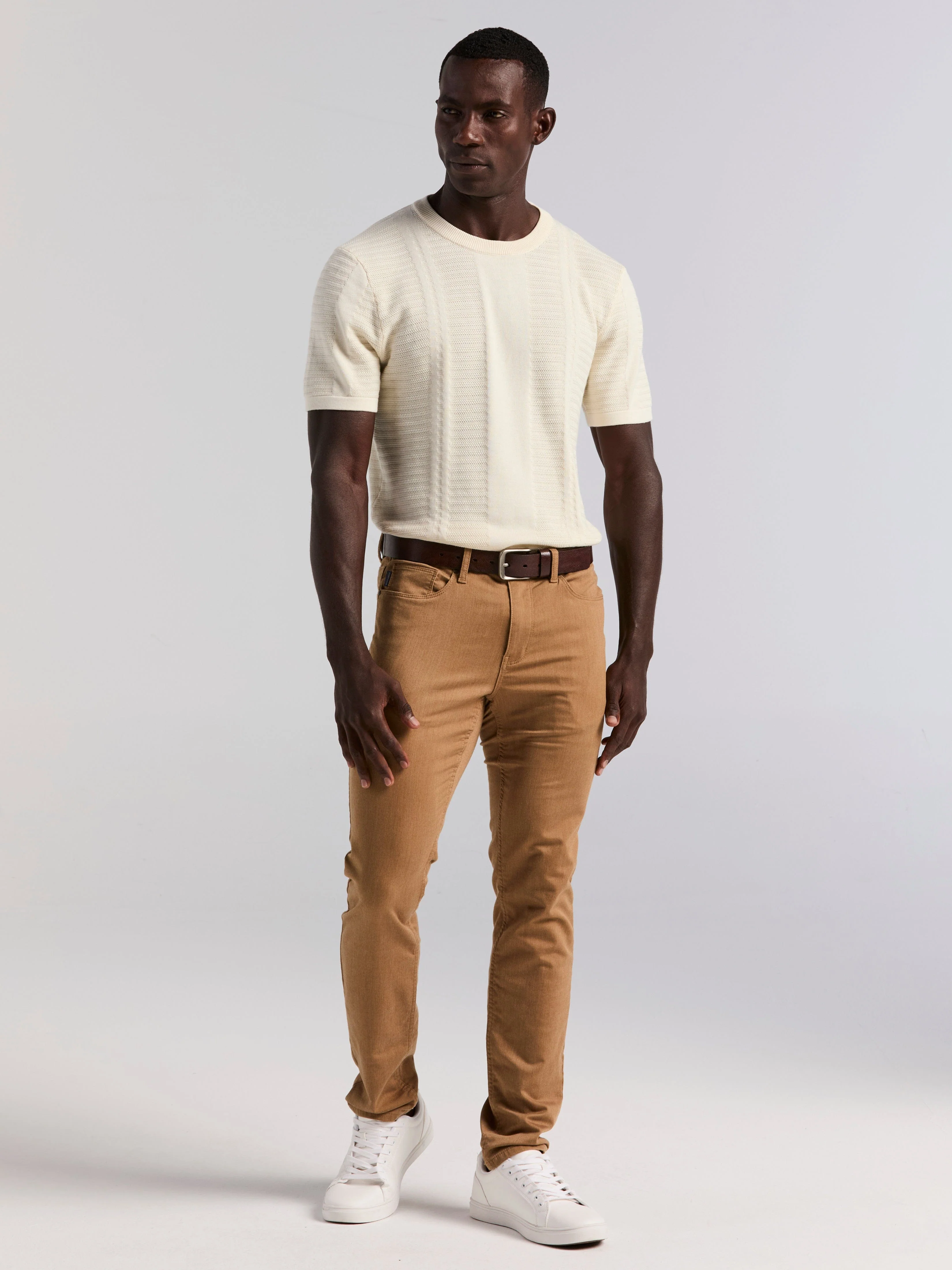 Textured Stripe Crew Neck Sweater Tee - Image 18