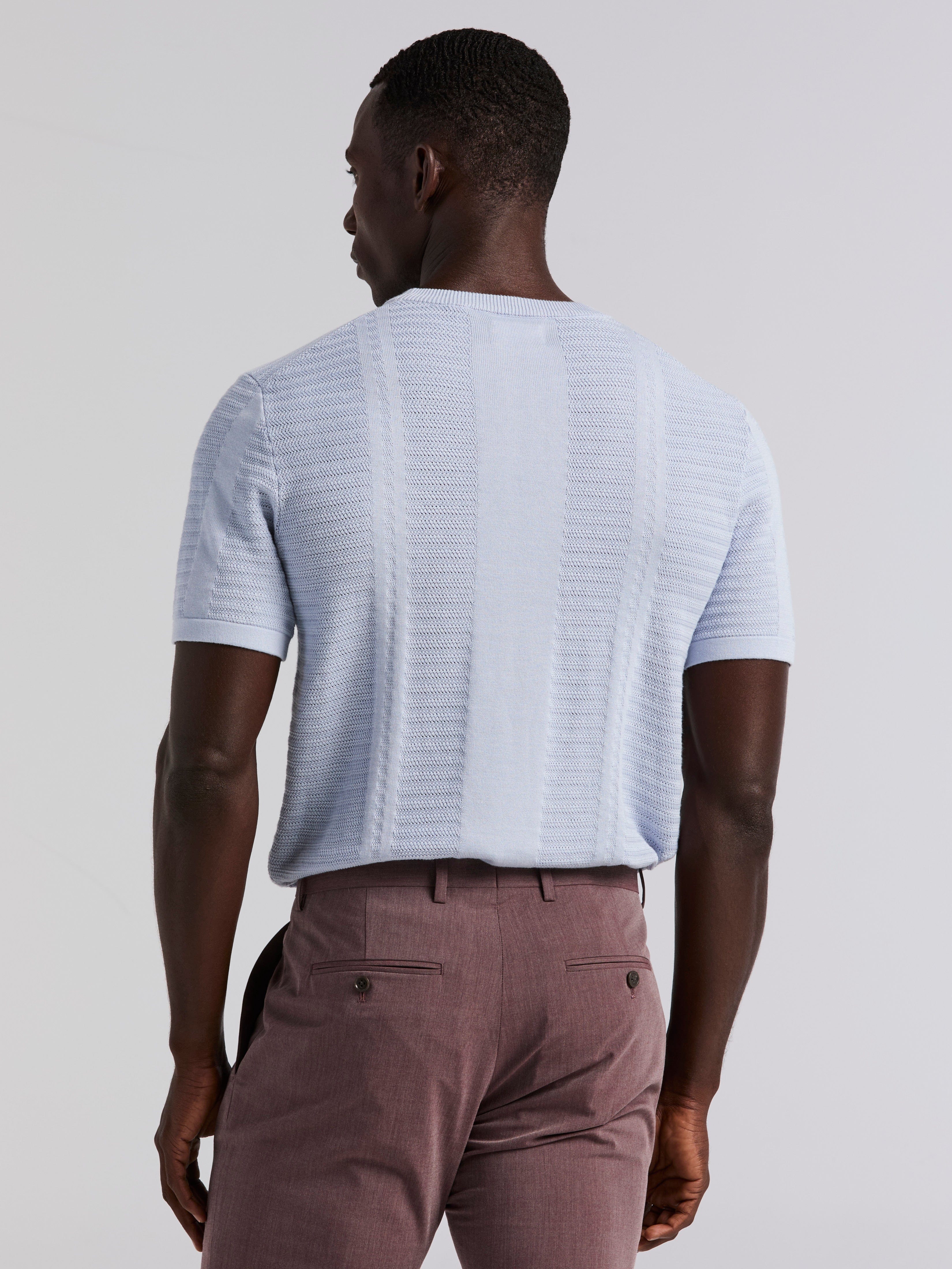 Textured Stripe Crew Neck Sweater Tee - Image 3