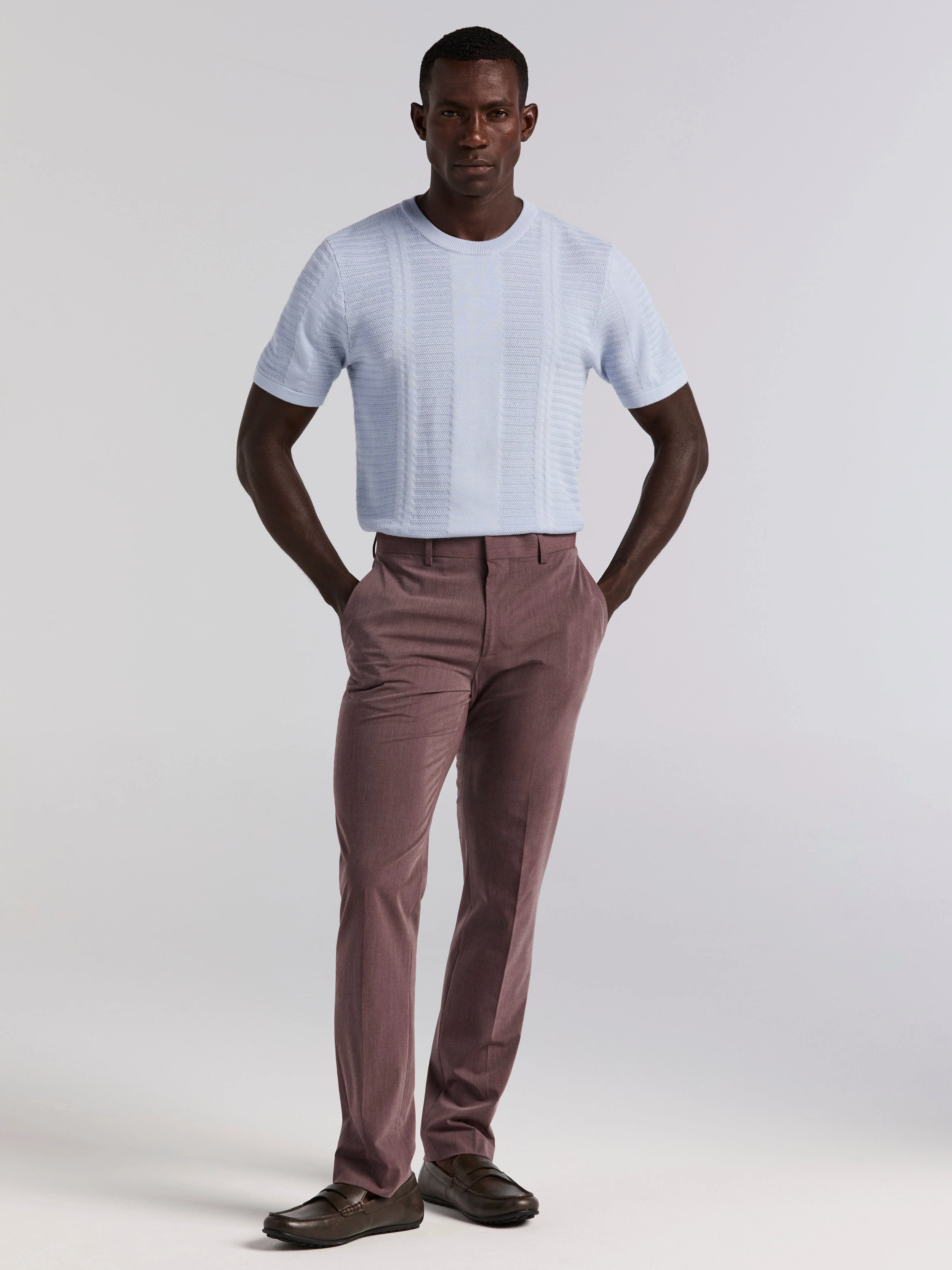 Textured Stripe Crew Neck Sweater Tee - Image 5