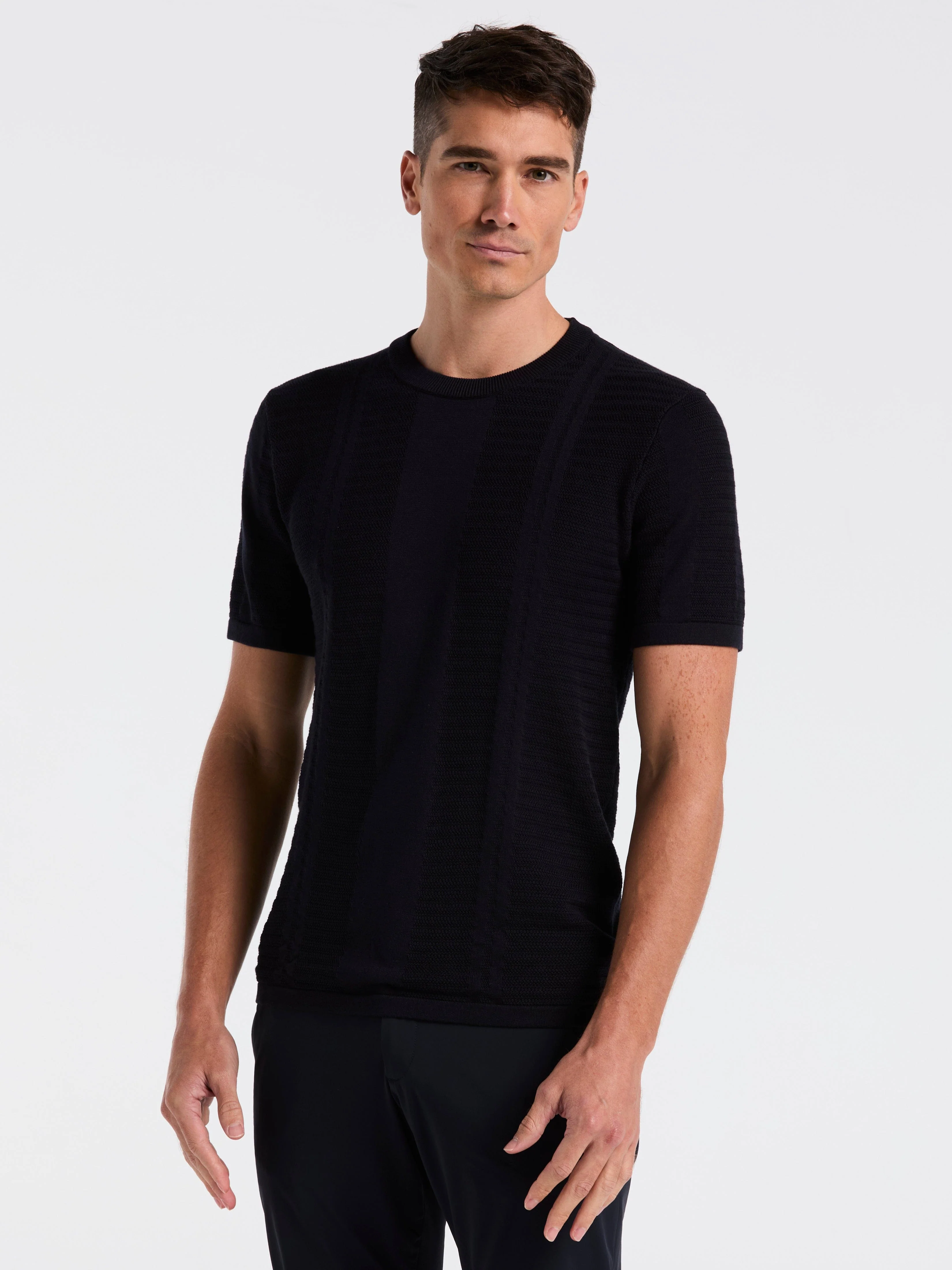 Textured Stripe Crew Neck Sweater Tee - Image 6