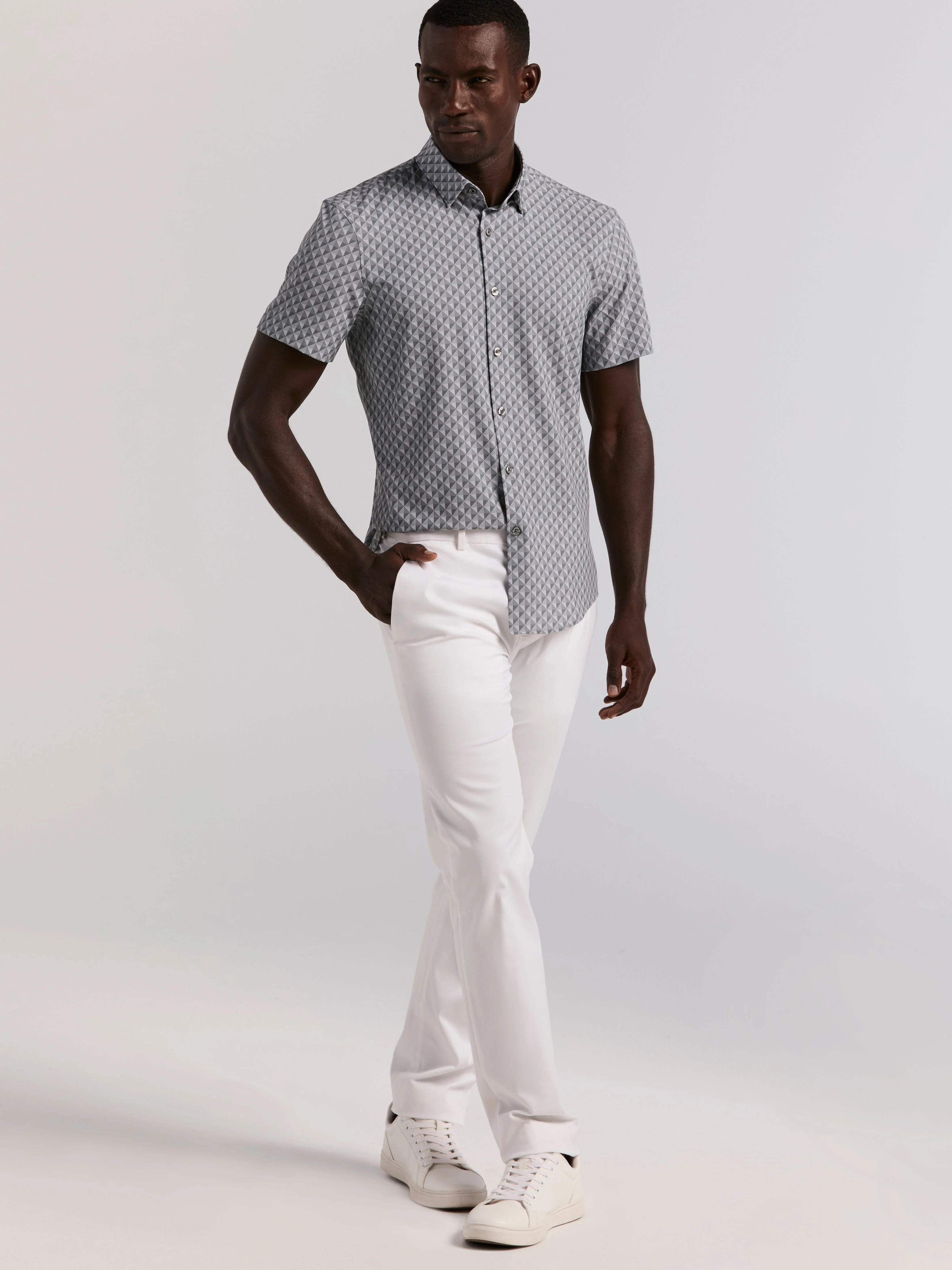 Slim Fit Total Stretch Diamond Geo Print Shirt - Image 5