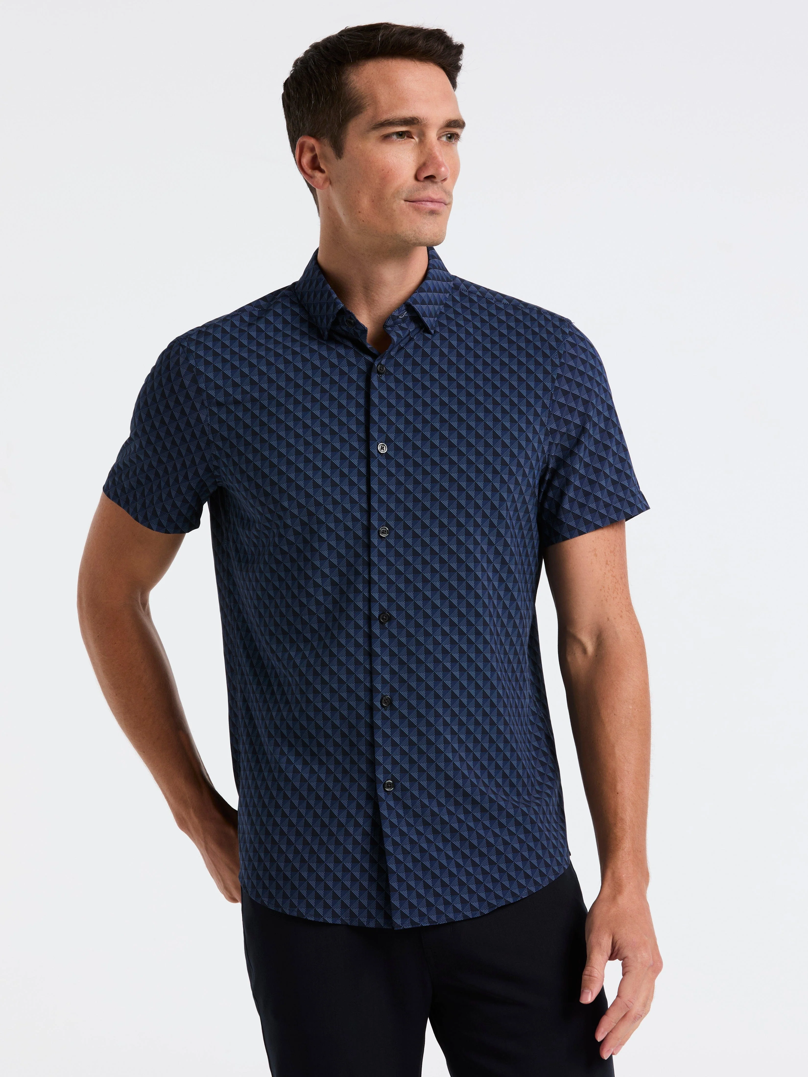 Slim Fit Total Stretch Diamond Geo Print Shirt - Image 6