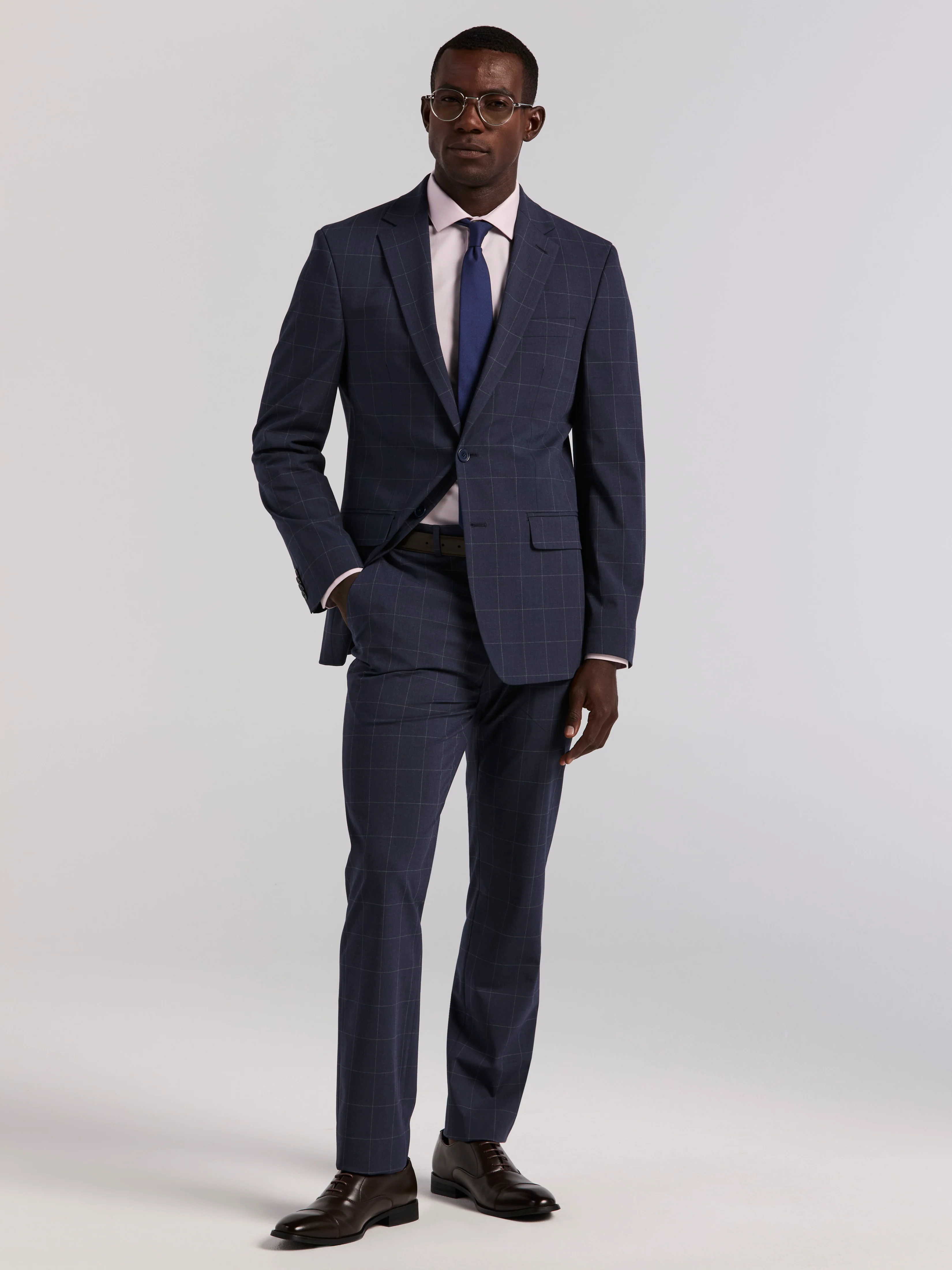 Slim Fit Windowpane Suit Jacket - Image 10