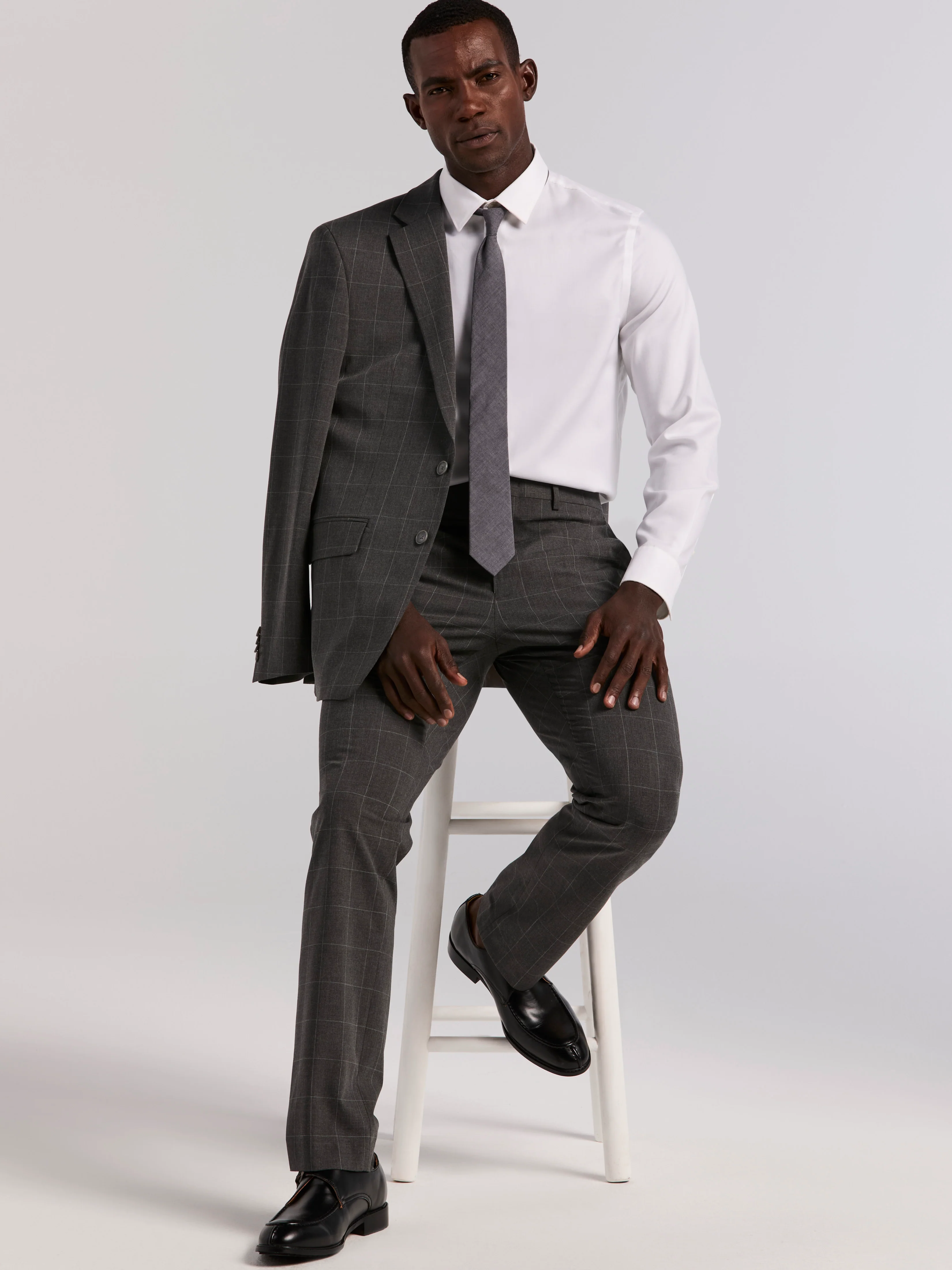 Slim Fit Windowpane Suit Jacket - Image 5