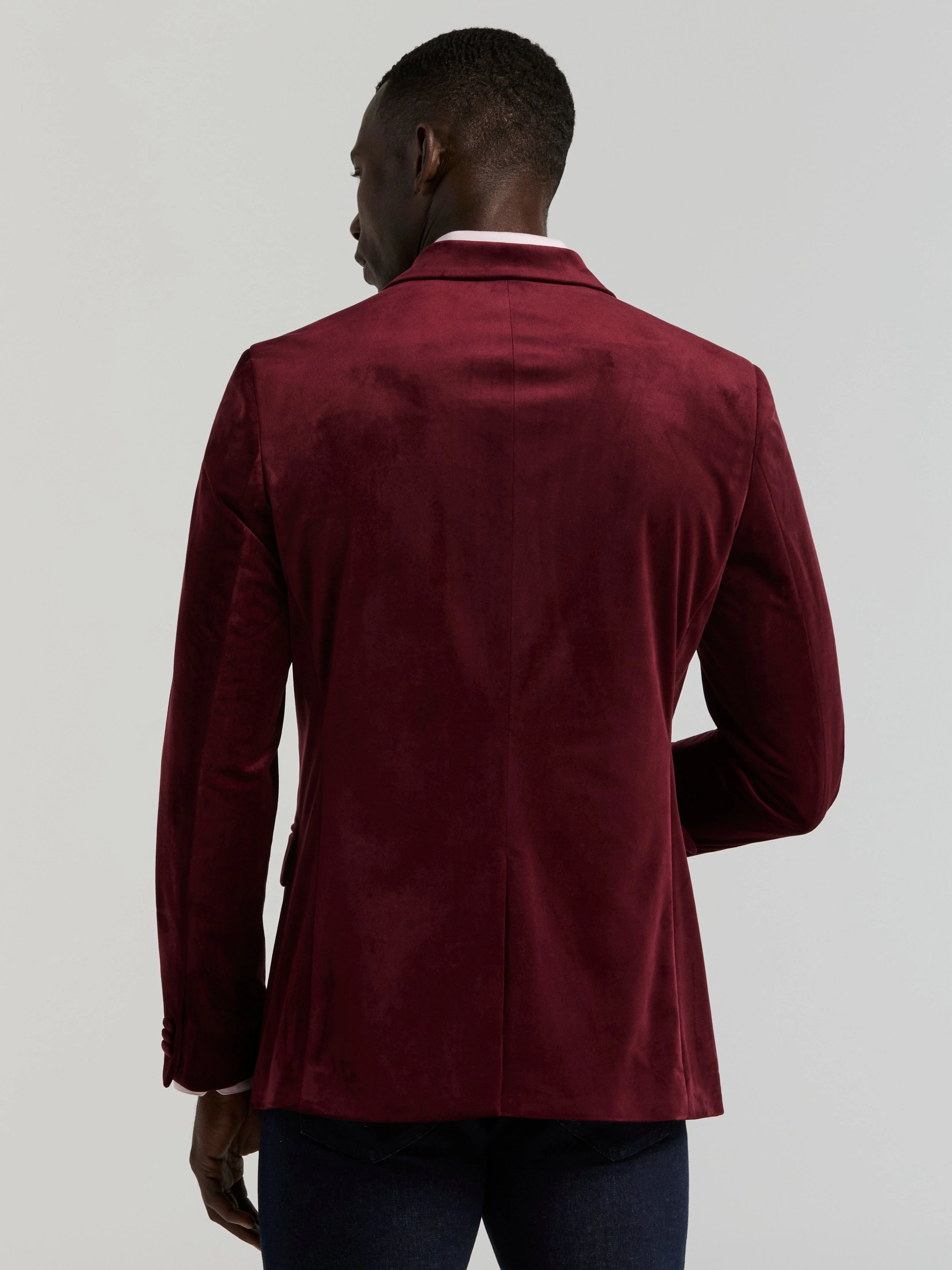 Slim Peak Lapel Velvet Suit Jacket - Image 3