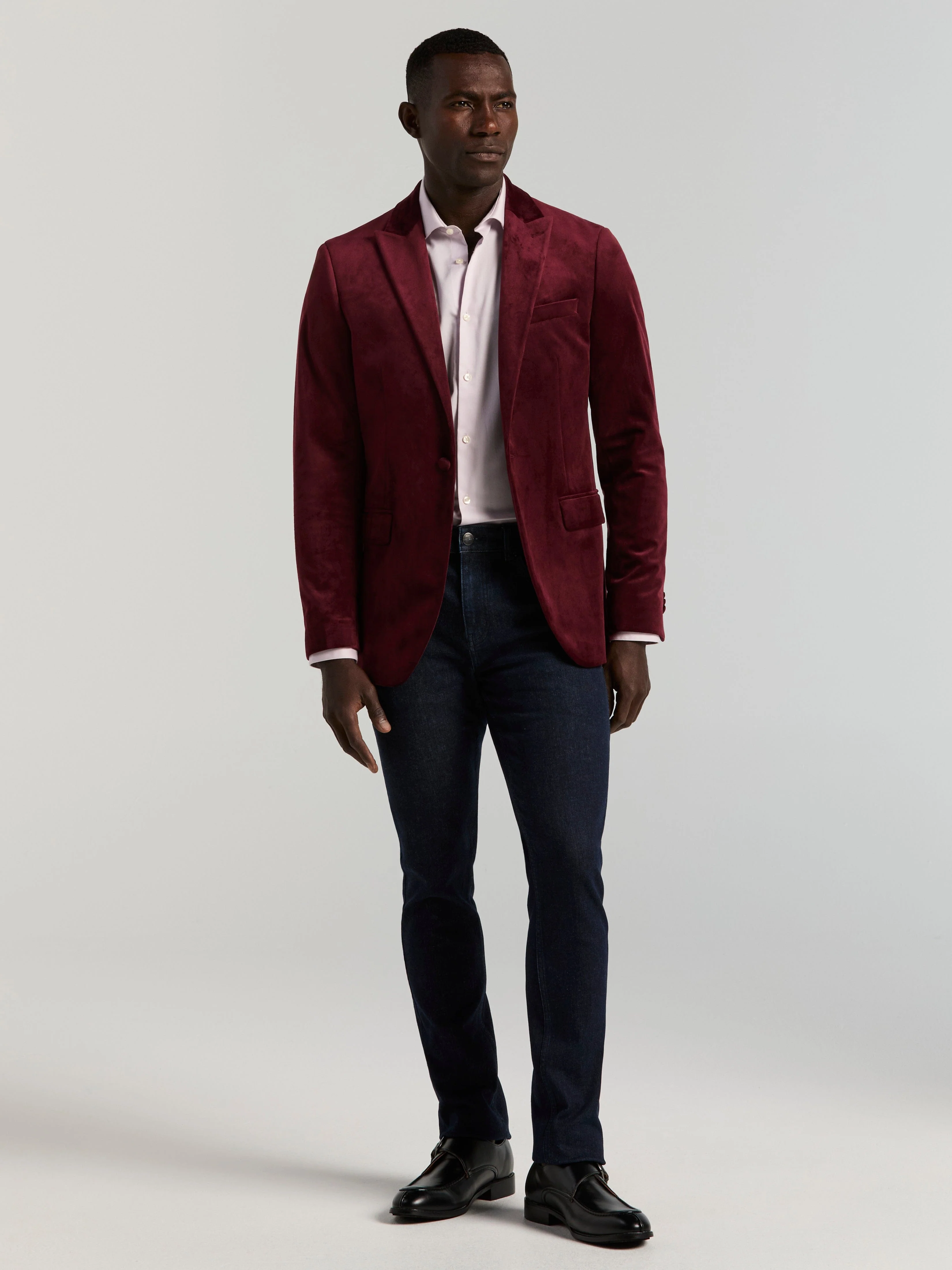 Slim Peak Lapel Velvet Suit Jacket - Image 4