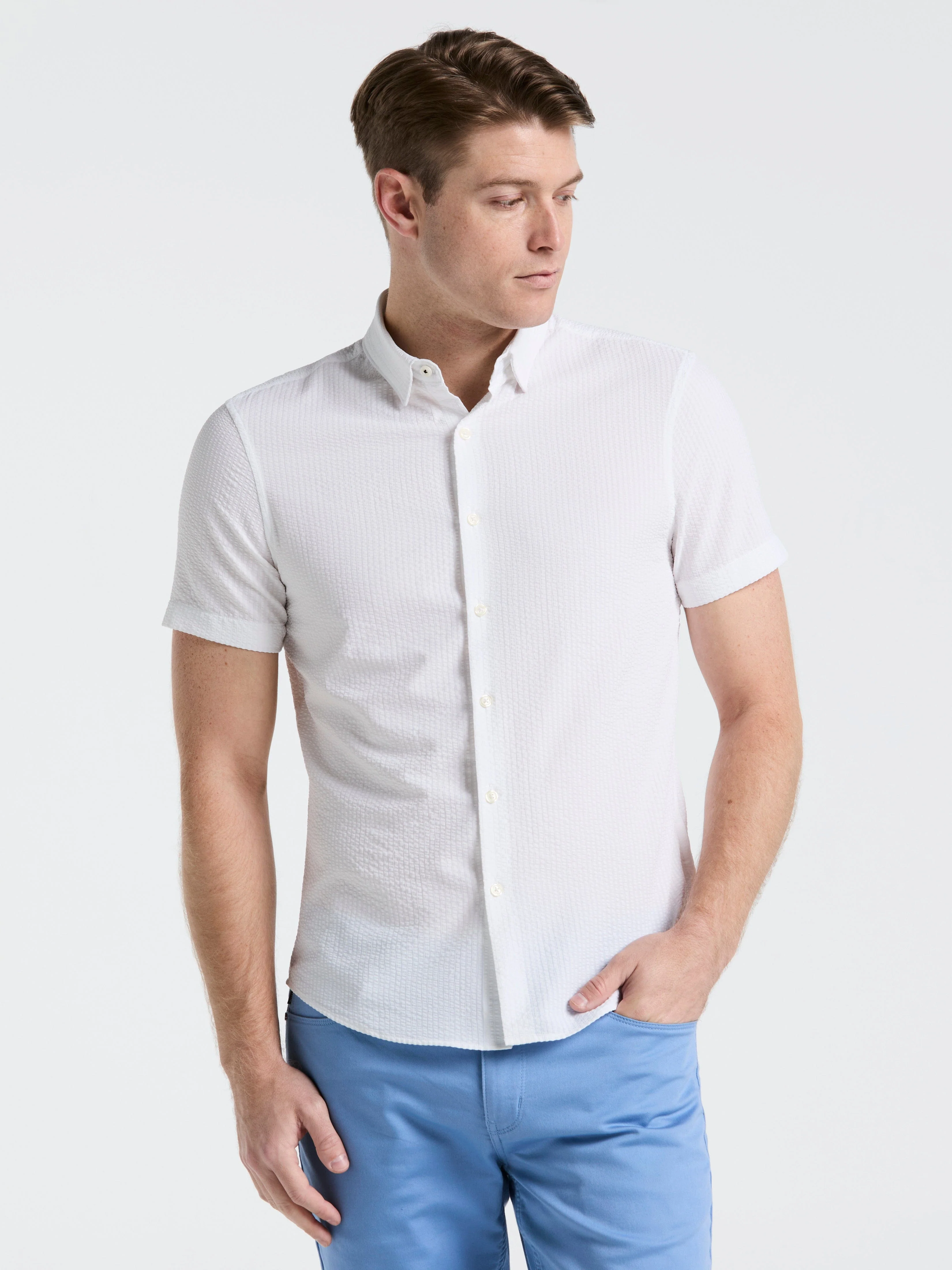 Stretch Seersucker Slim Fit Shirt - Image 6