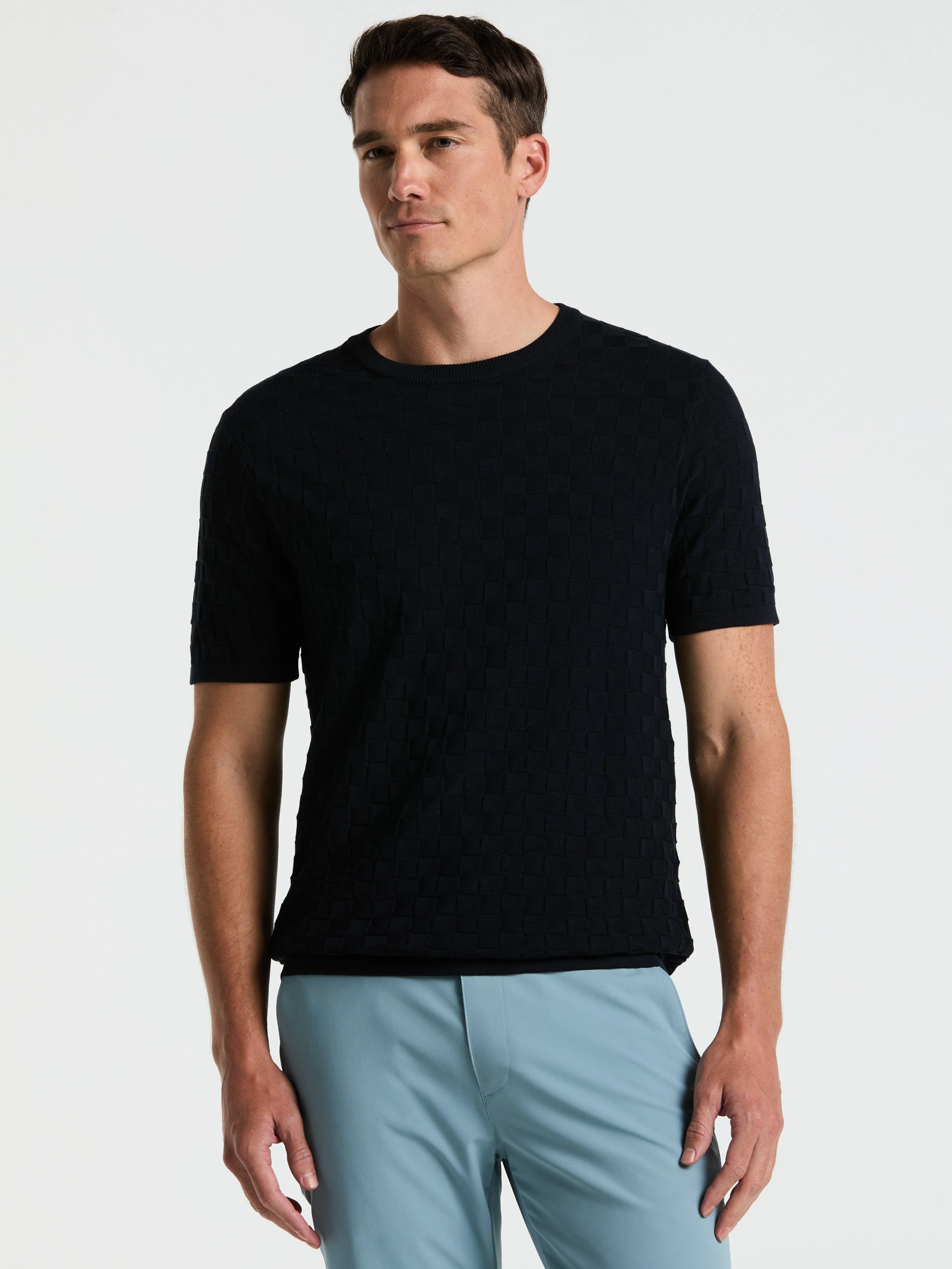 Square Pattern Crew Neck Sweater Tee - Image 11