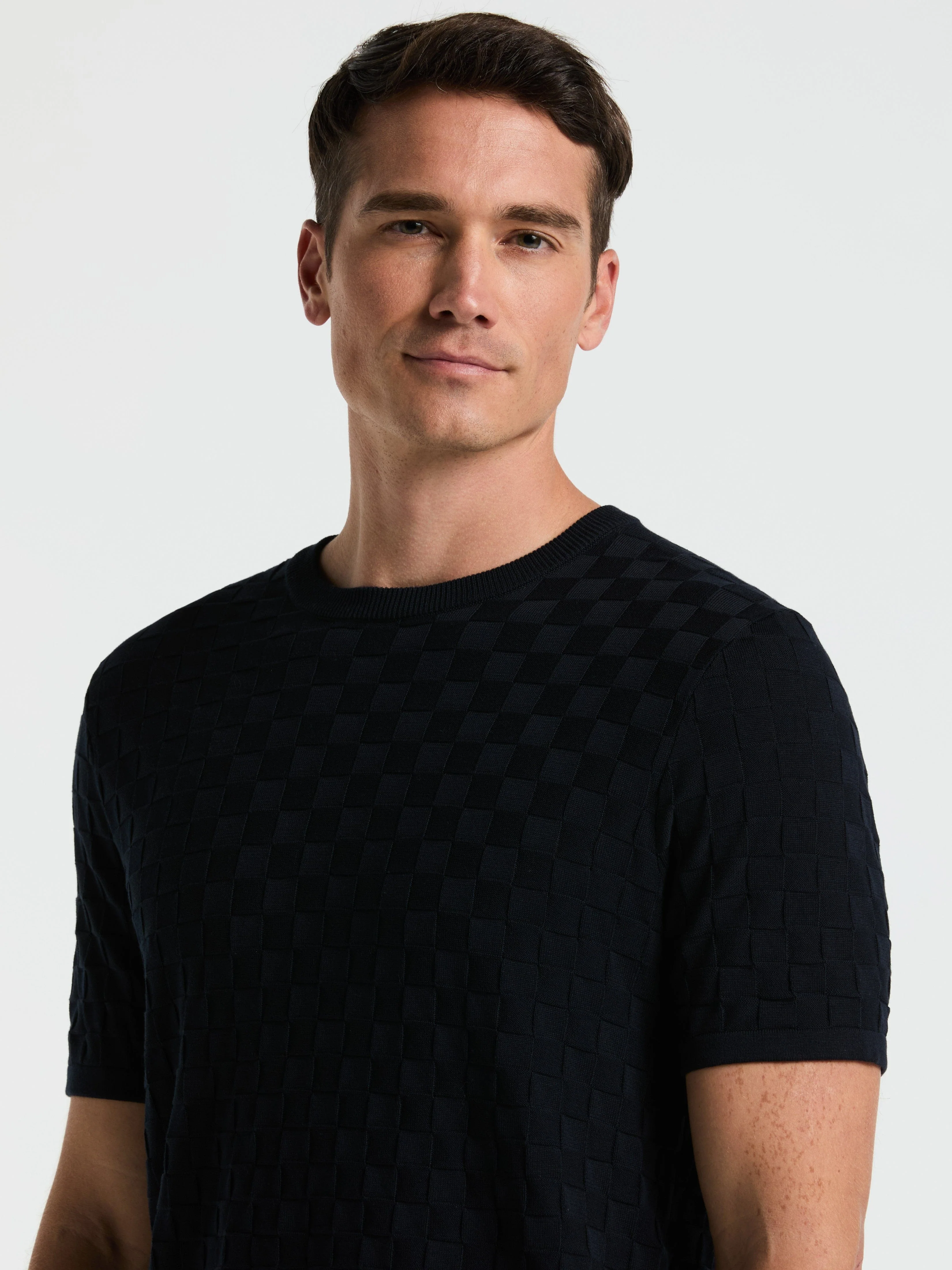 Square Pattern Crew Neck Sweater Tee - Image 12