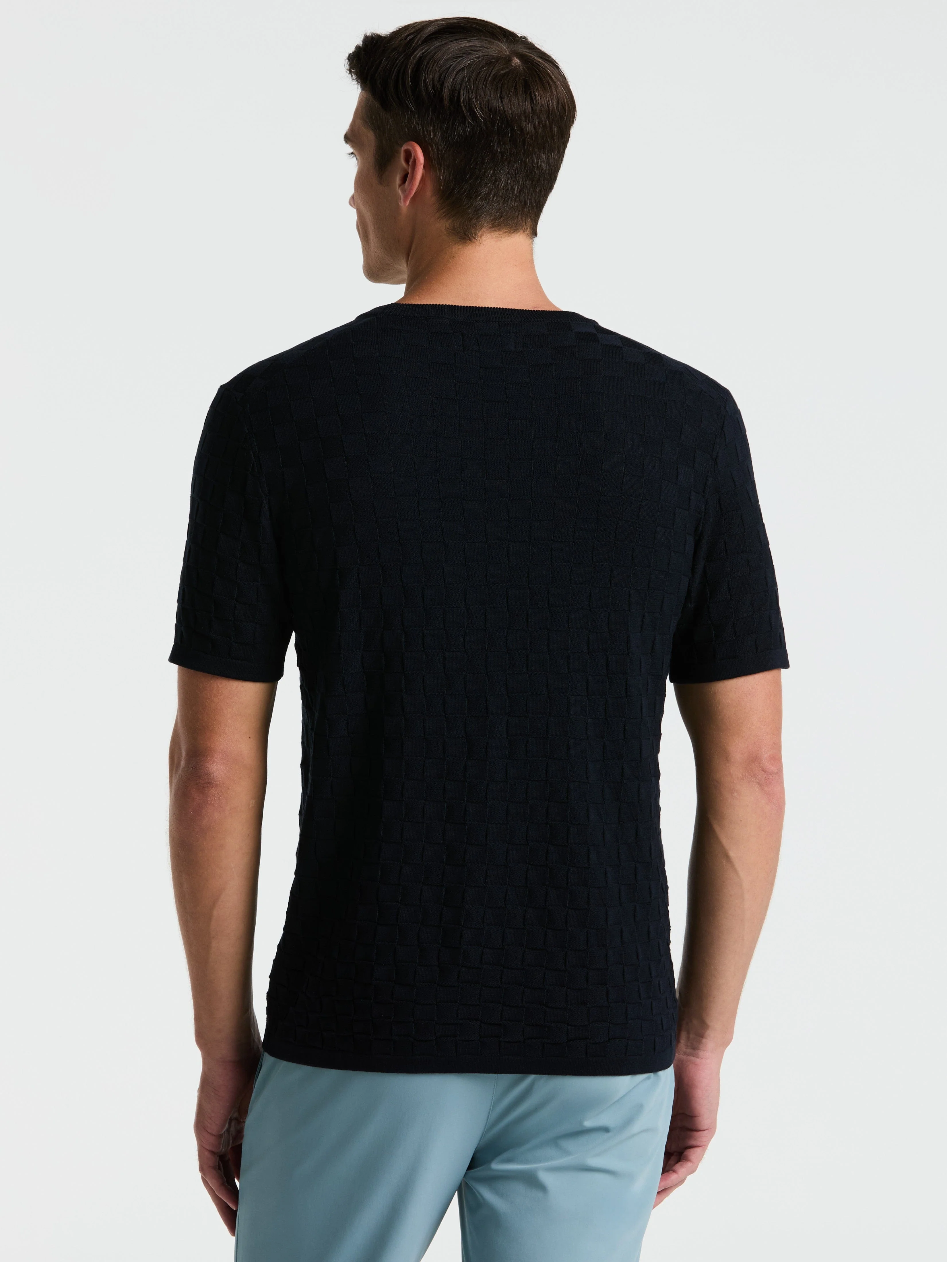 Square Pattern Crew Neck Sweater Tee - Image 13
