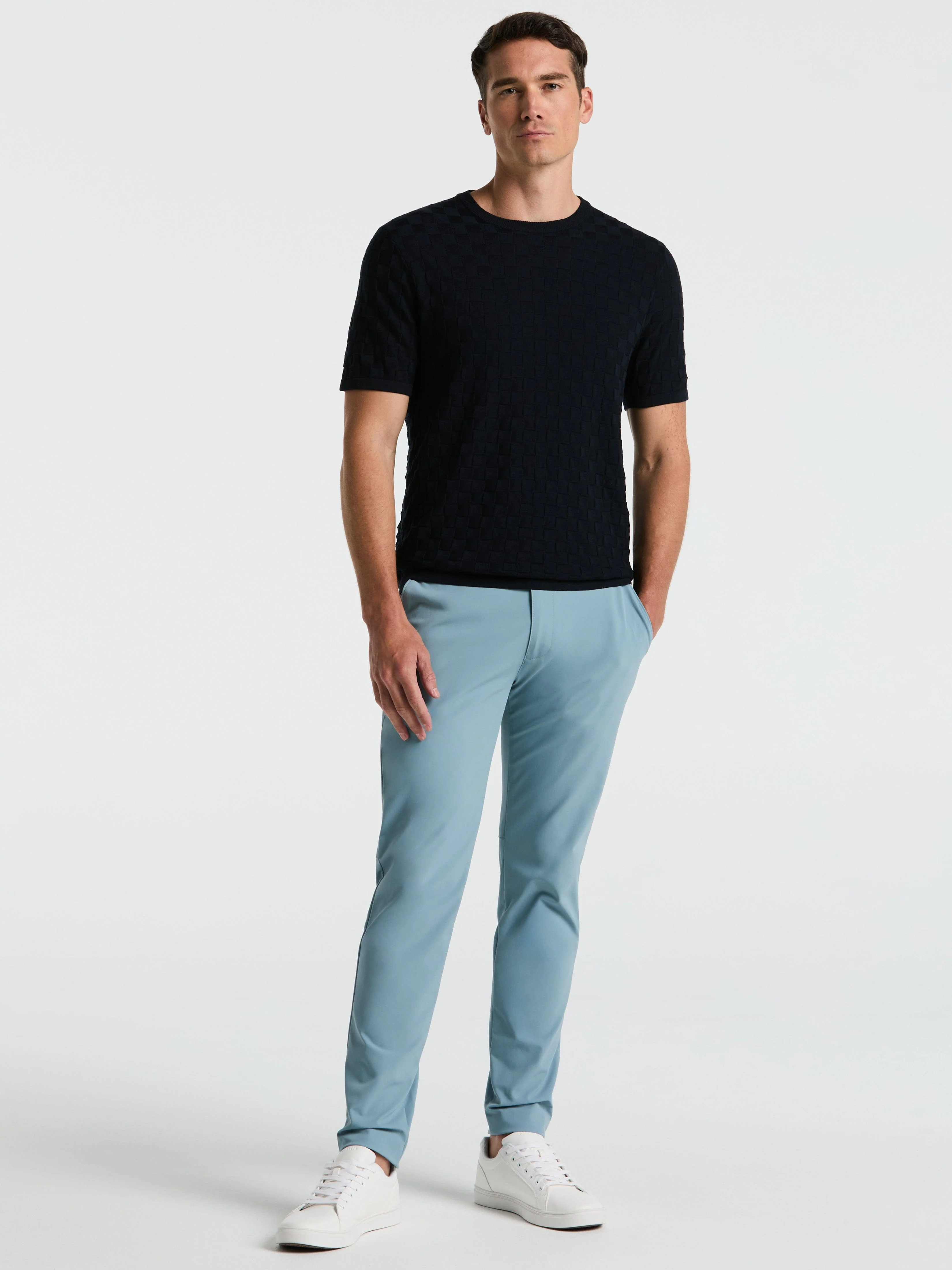 Square Pattern Crew Neck Sweater Tee - Image 14