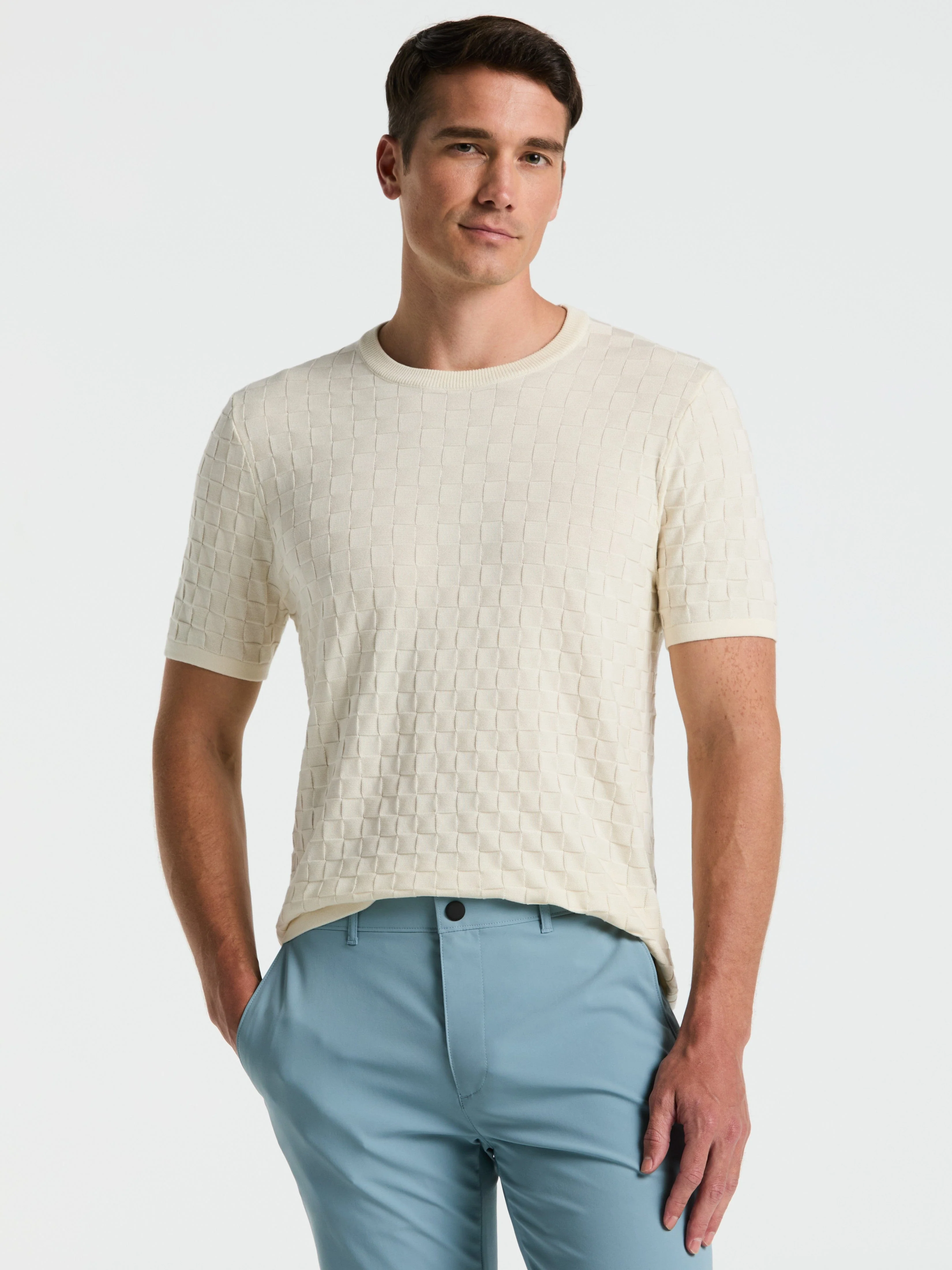 Square Pattern Crew Neck Sweater Tee - Image 15