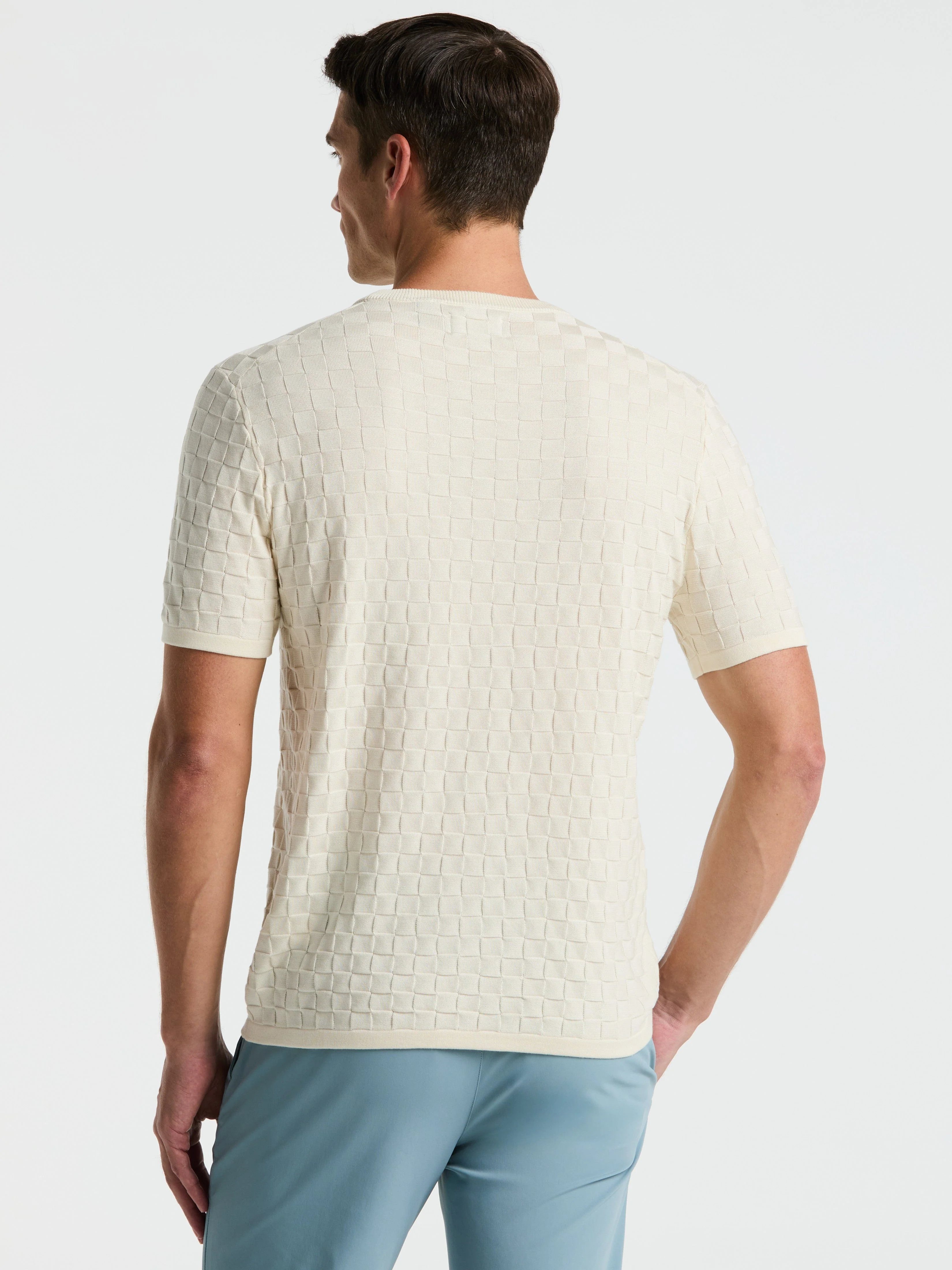 Square Pattern Crew Neck Sweater Tee - Image 16