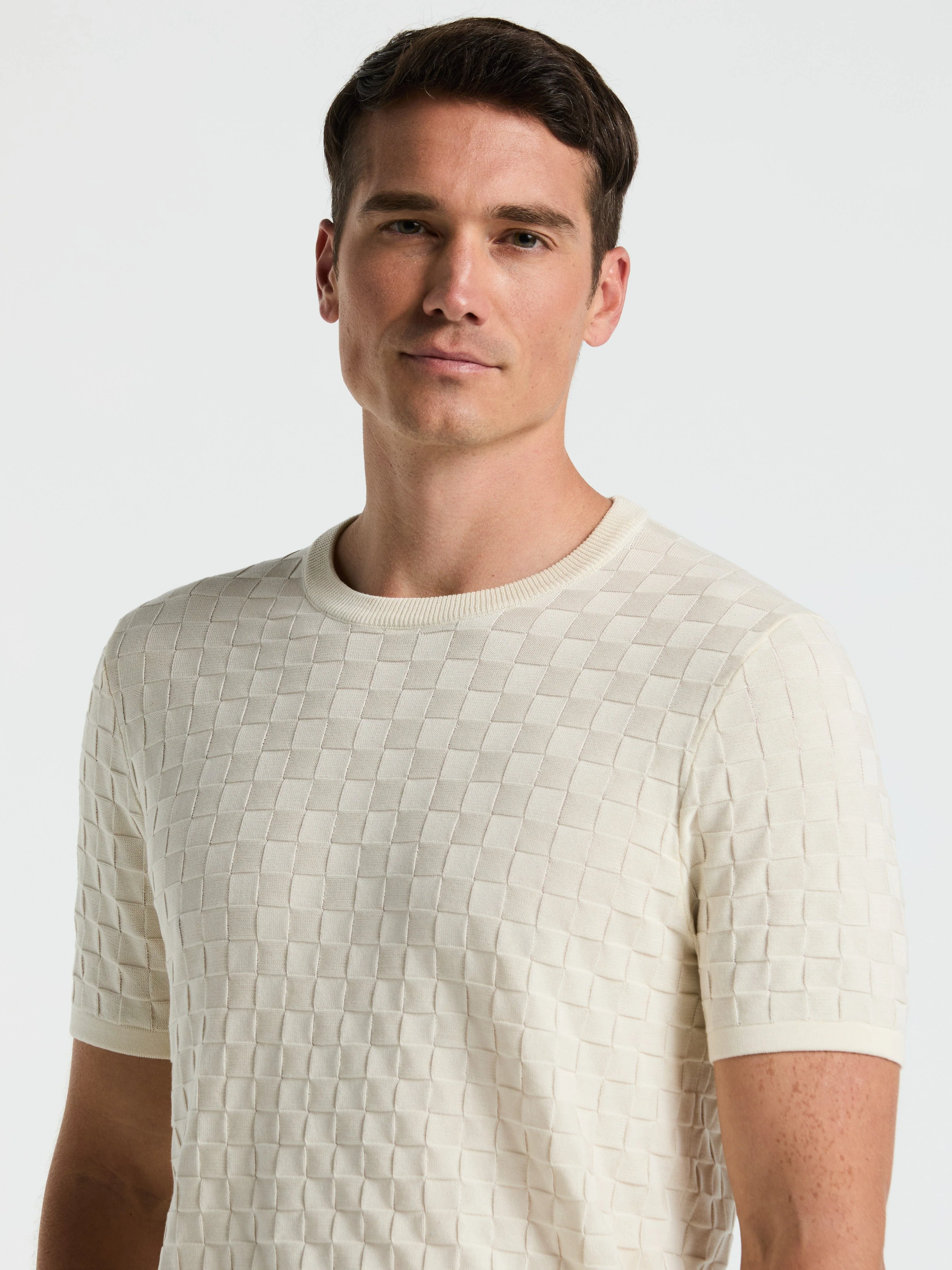 Square Pattern Crew Neck Sweater Tee - Image 17