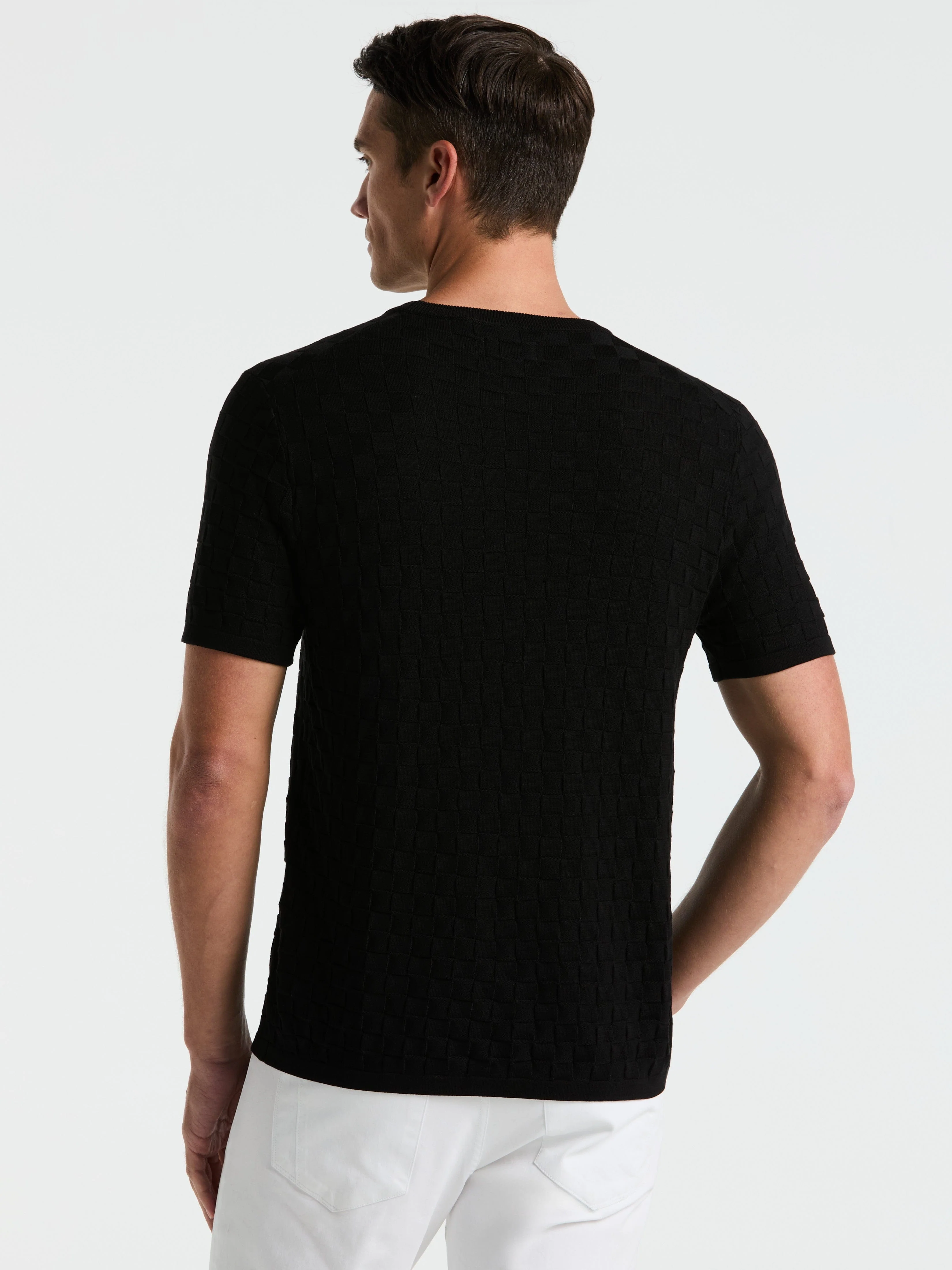 Square Pattern Crew Neck Sweater Tee - Image 19