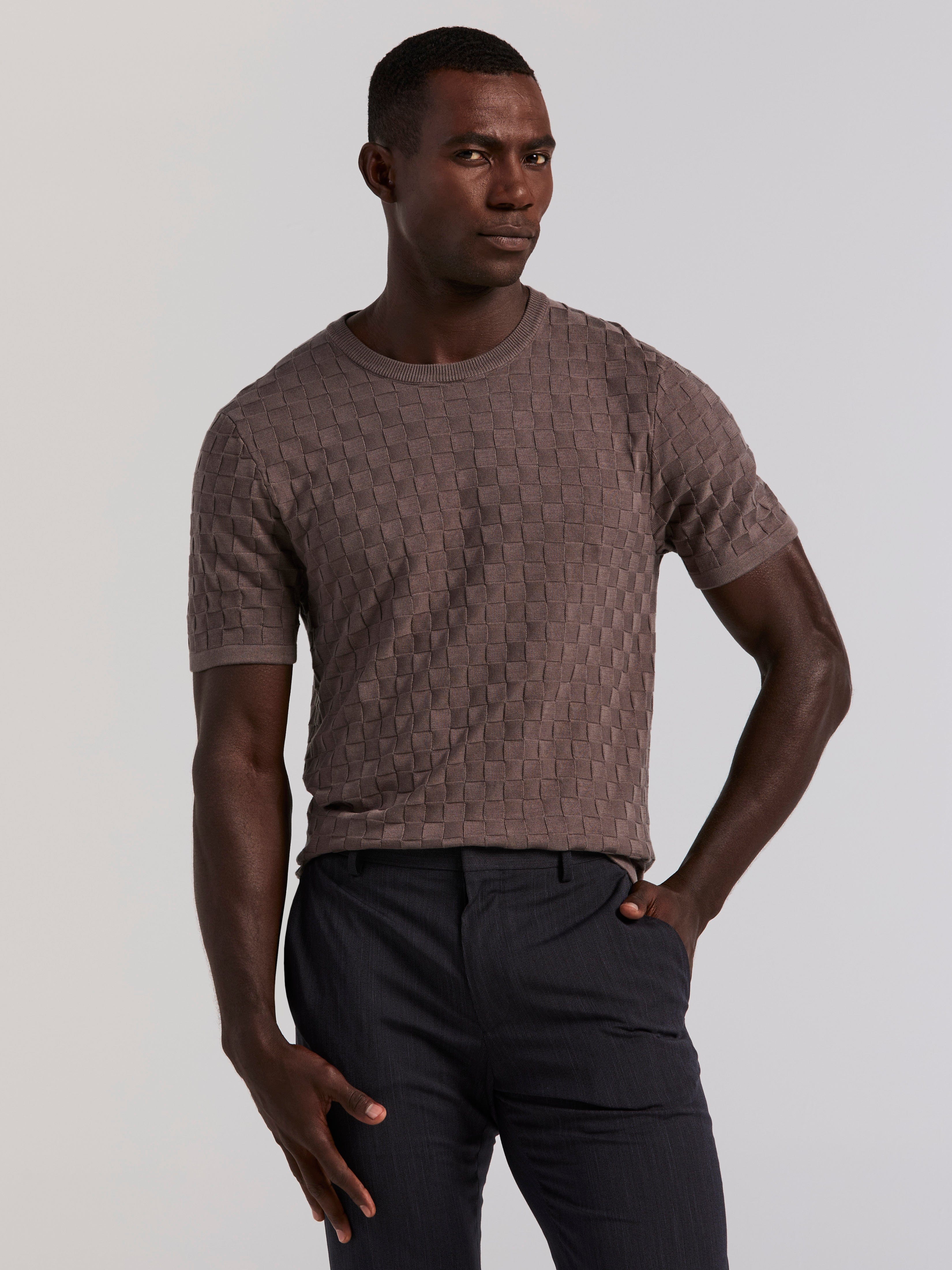 Square Pattern Crew Neck Sweater Tee - Image 6