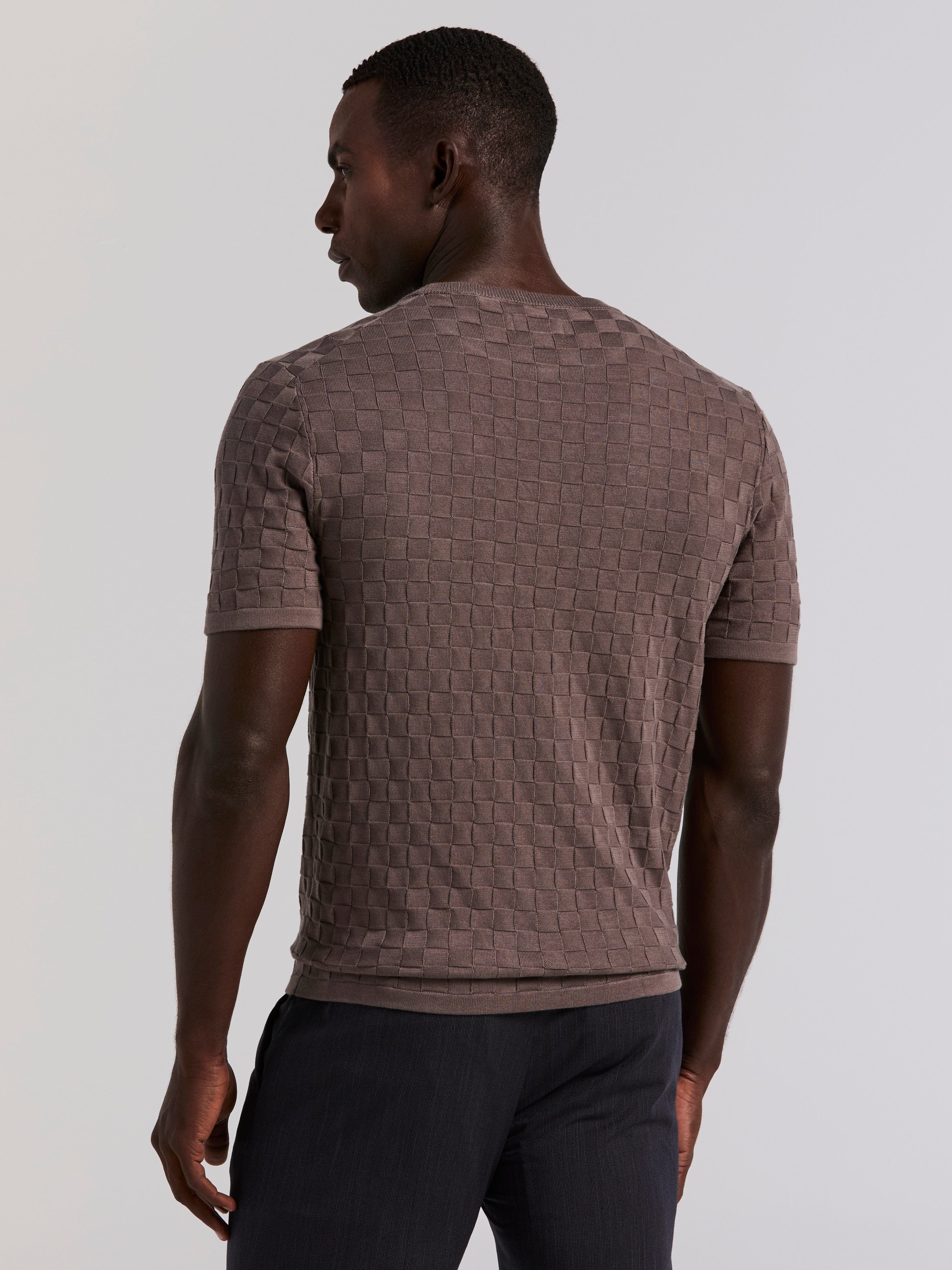 Square Pattern Crew Neck Sweater Tee - Image 8