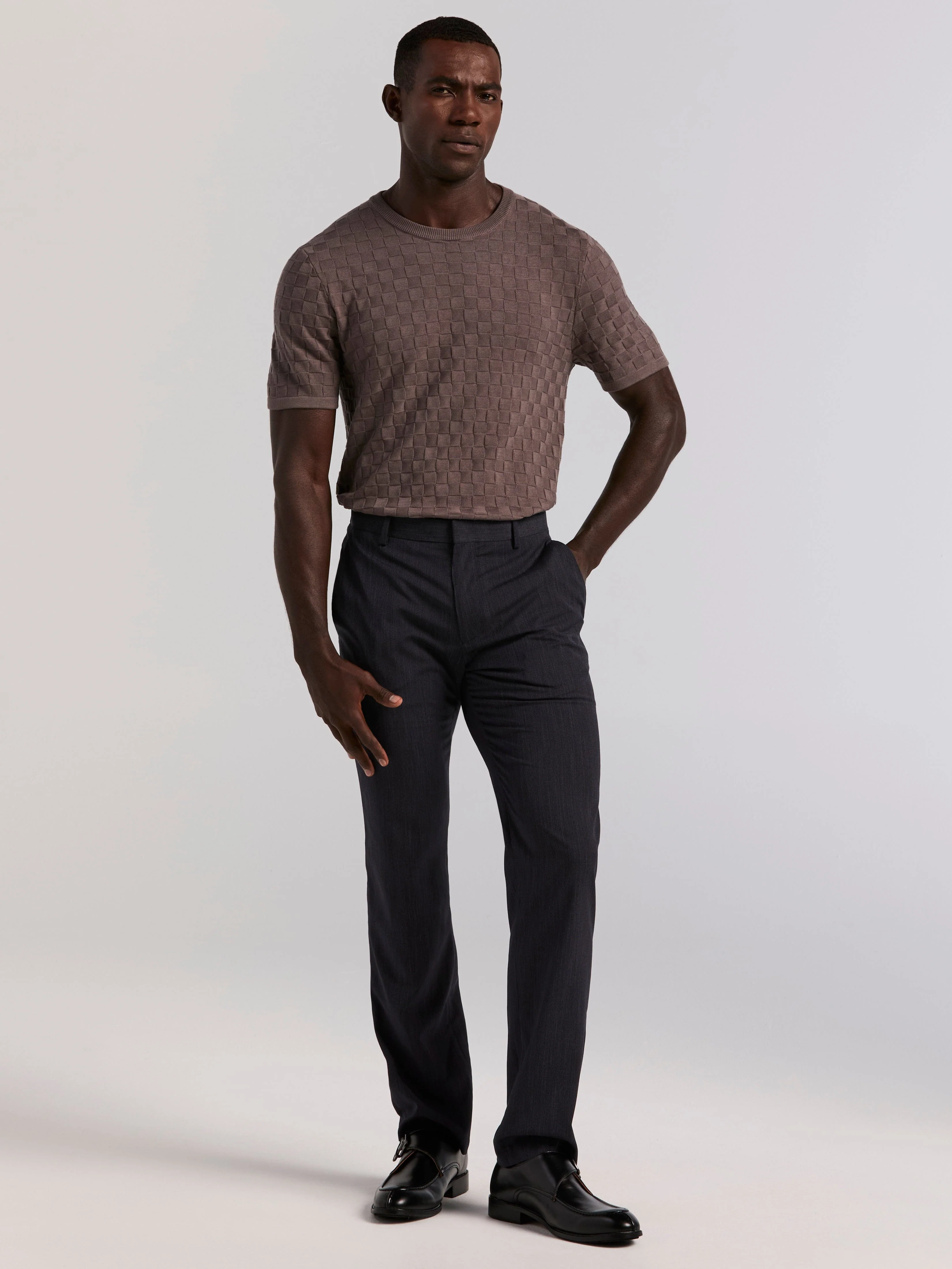 Square Pattern Crew Neck Sweater Tee - Image 9