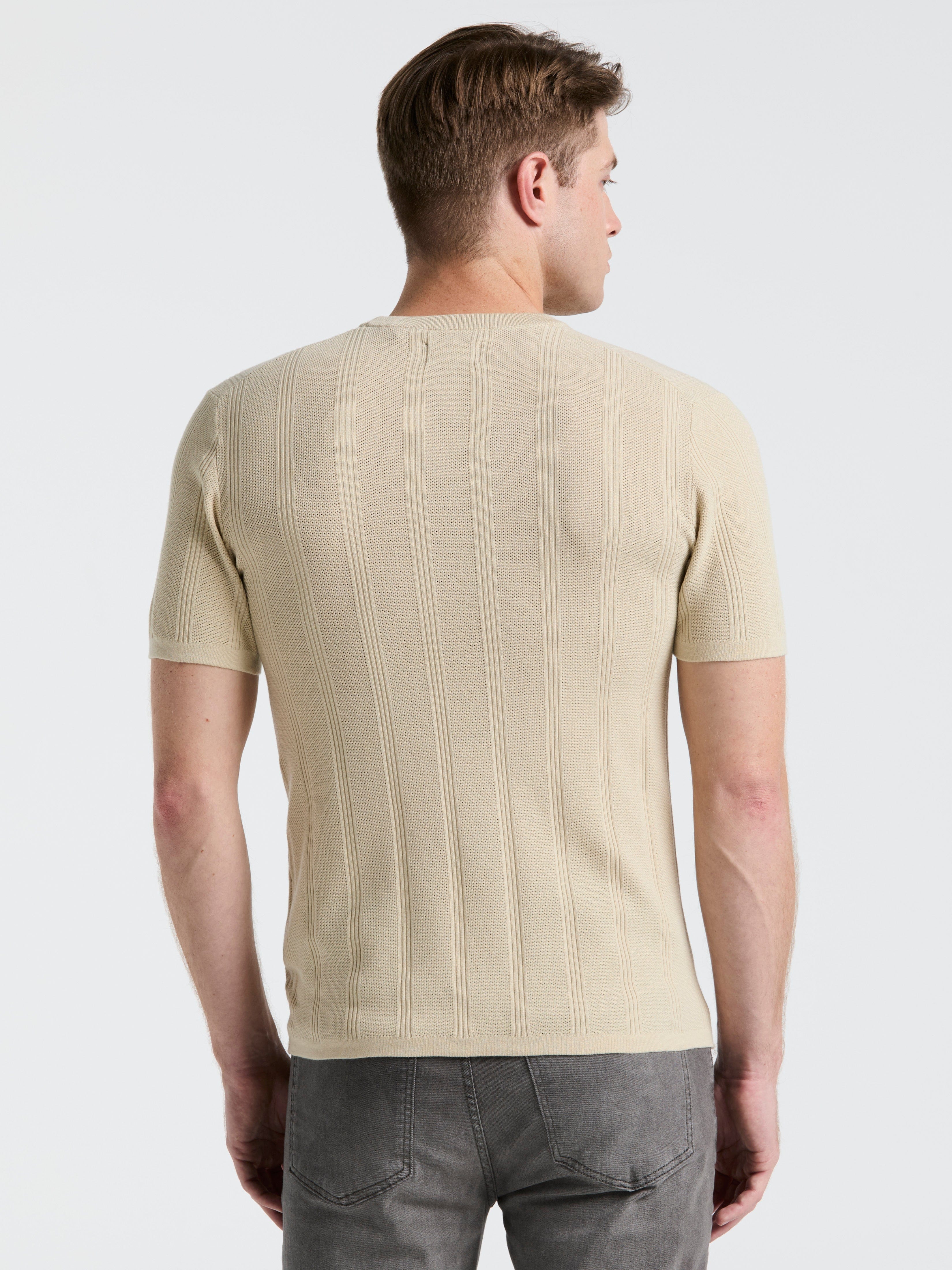 Tech Knit Mesh Striped Crew Neck Shirt - Image 4
