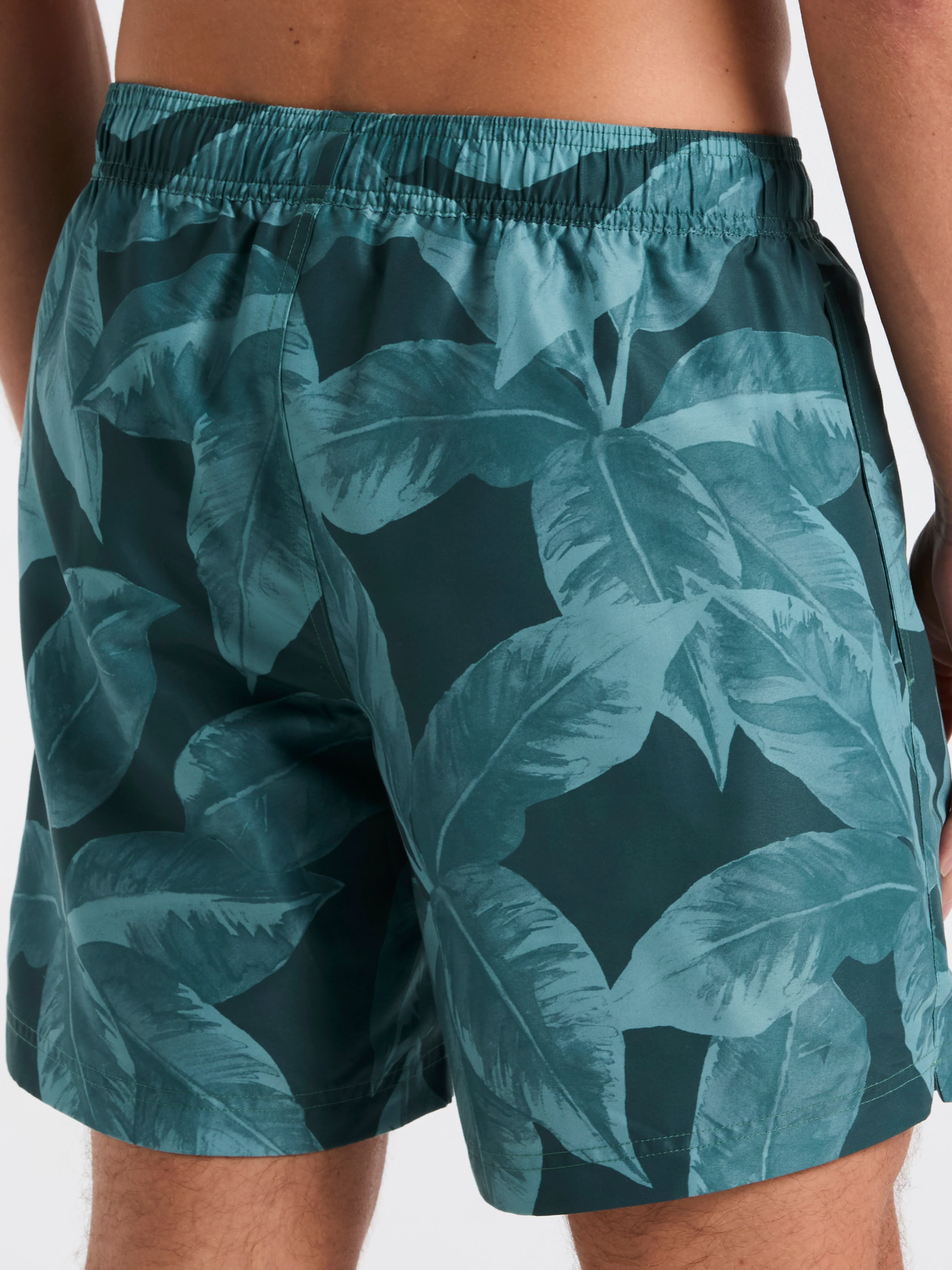 Tropical Plant Print Swim Trunk - Image 3
