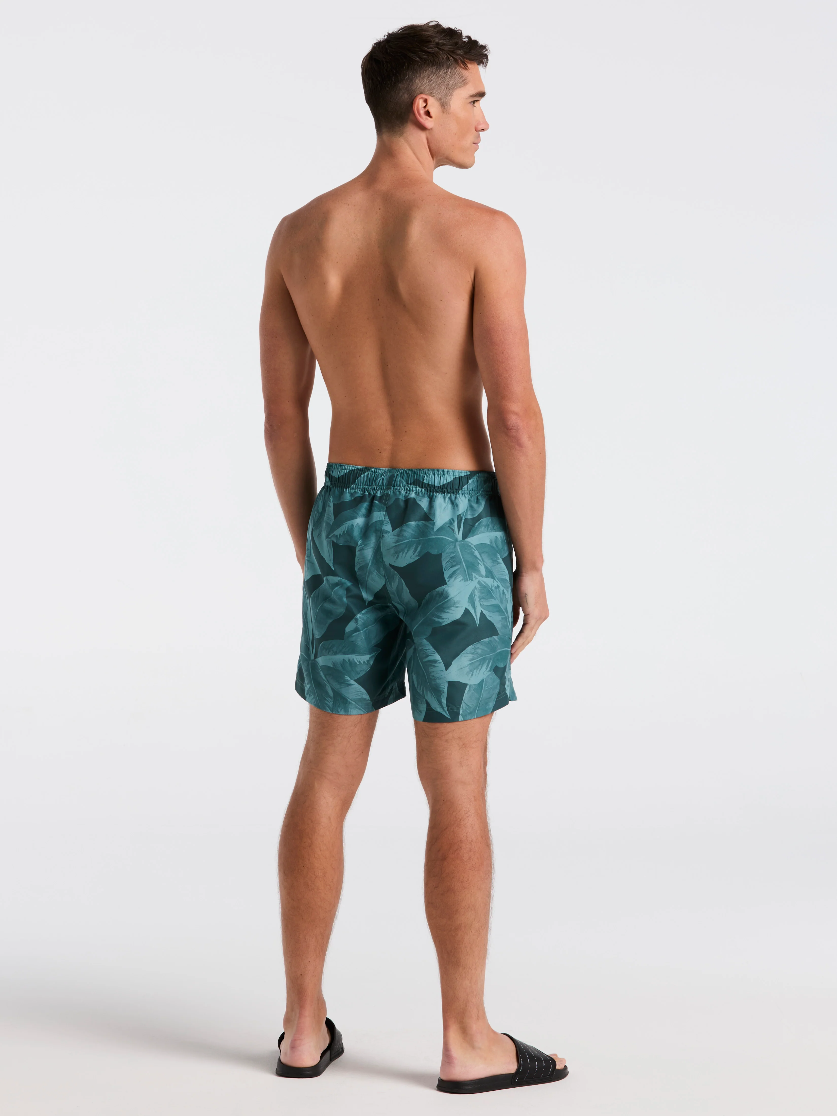 Tropical Plant Print Swim Trunk - Image 4