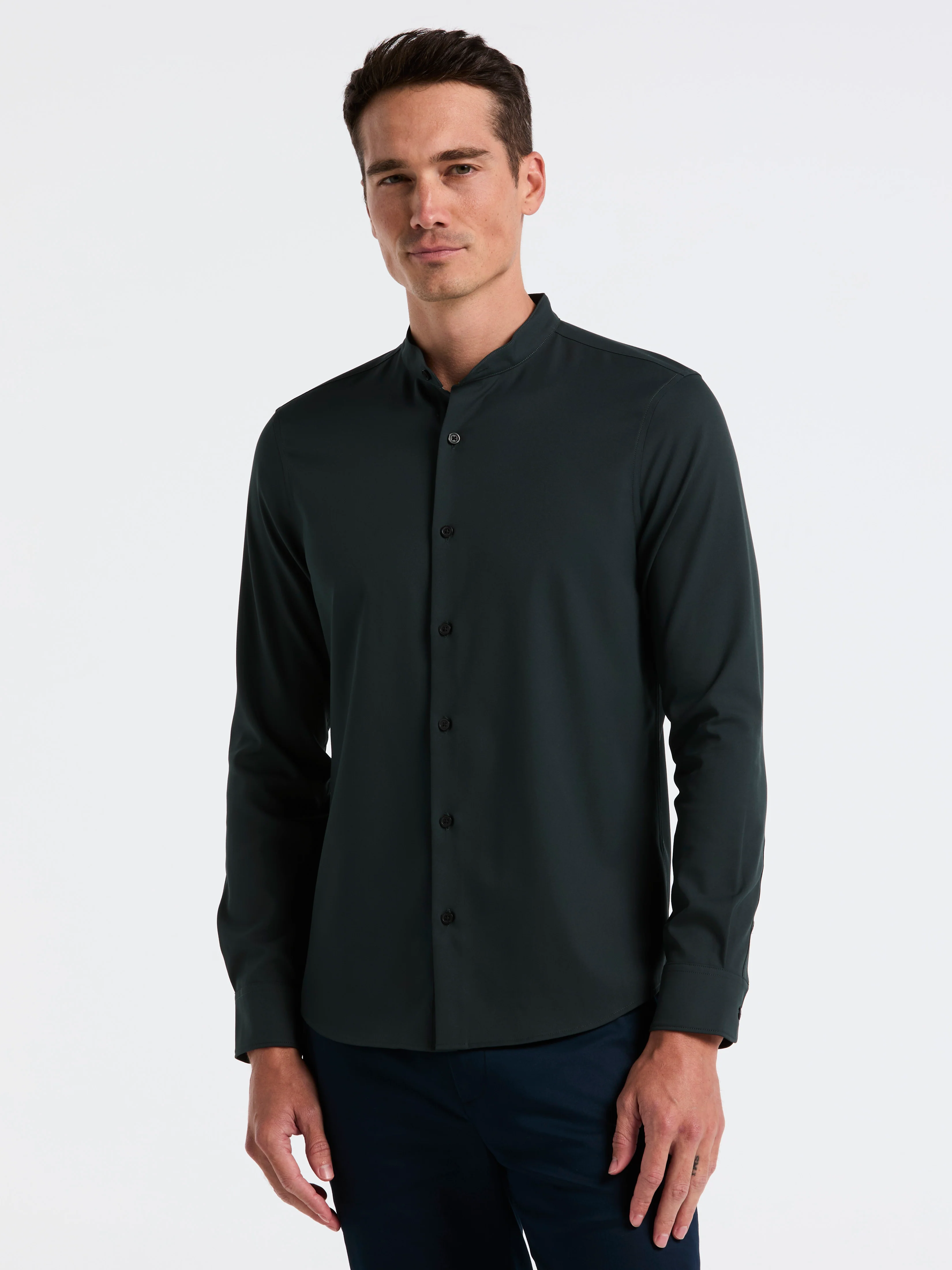 Untucked Total Stretch Slim Fit Banded Collar Shirt - Image 11