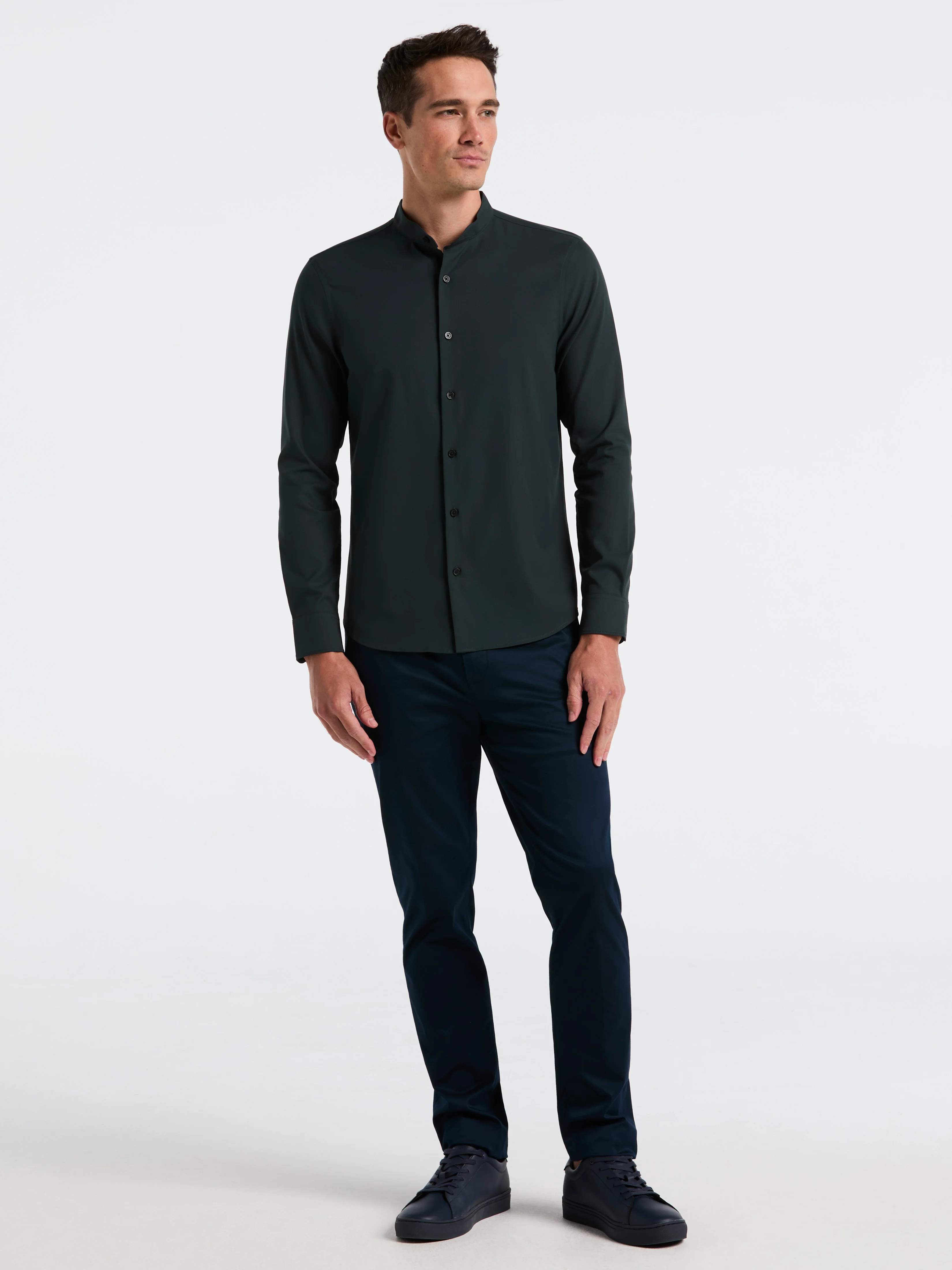 Untucked Total Stretch Slim Fit Banded Collar Shirt - Image 14
