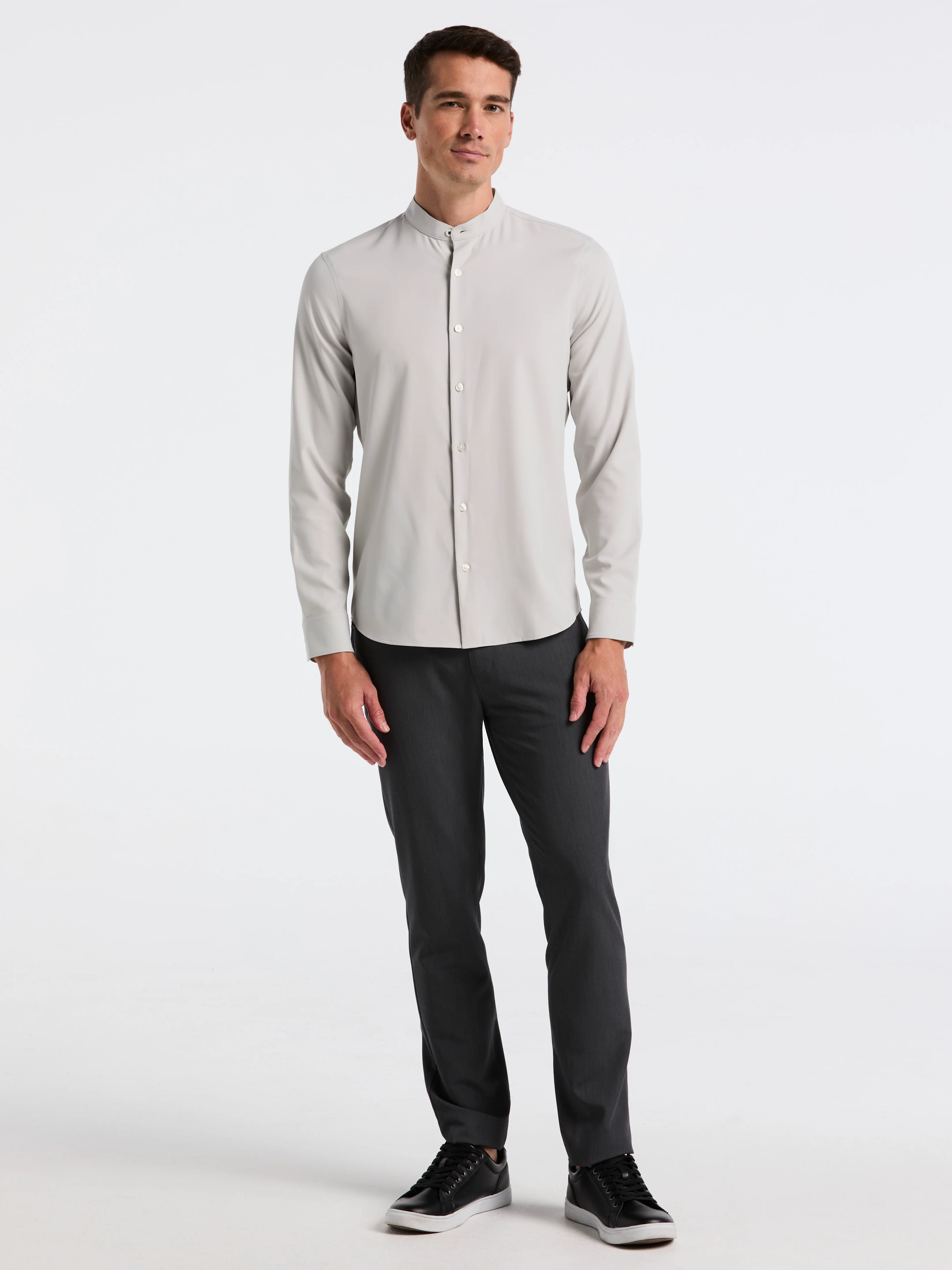Untucked Total Stretch Slim Fit Banded Collar Shirt - Image 18