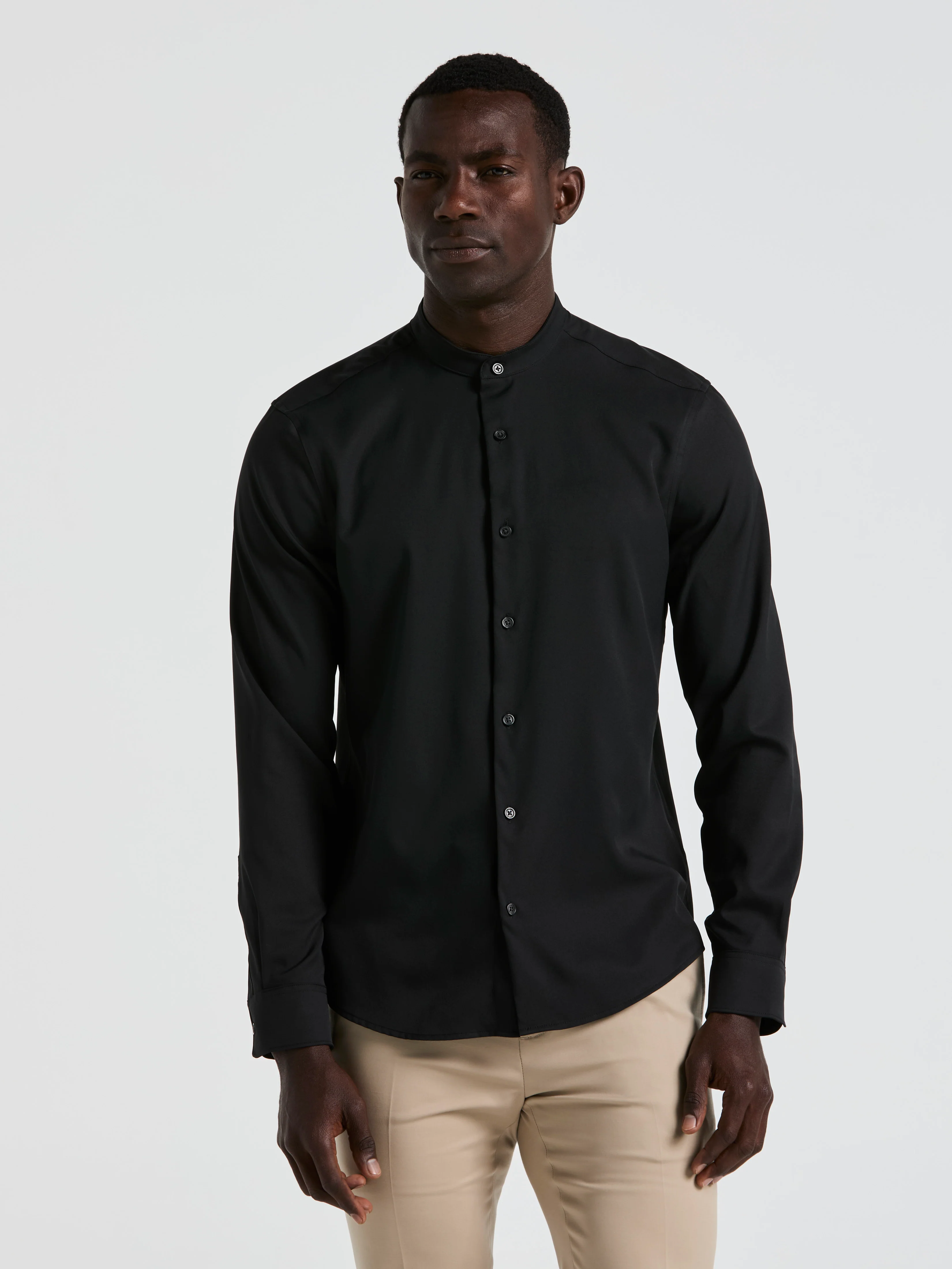 Untucked Total Stretch Slim Fit Banded Collar Shirt - Image 5