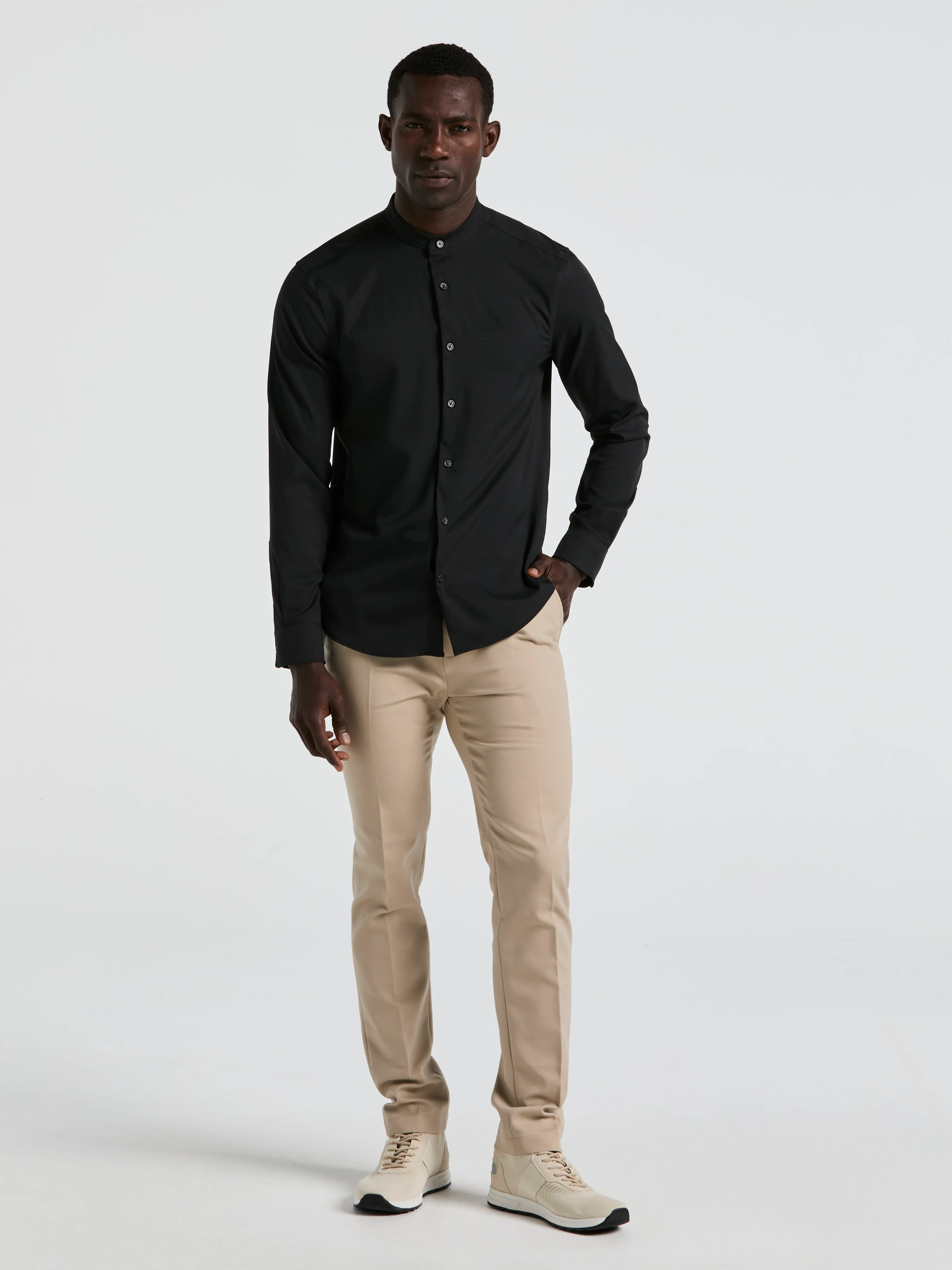 Untucked Total Stretch Slim Fit Banded Collar Shirt - Image 8