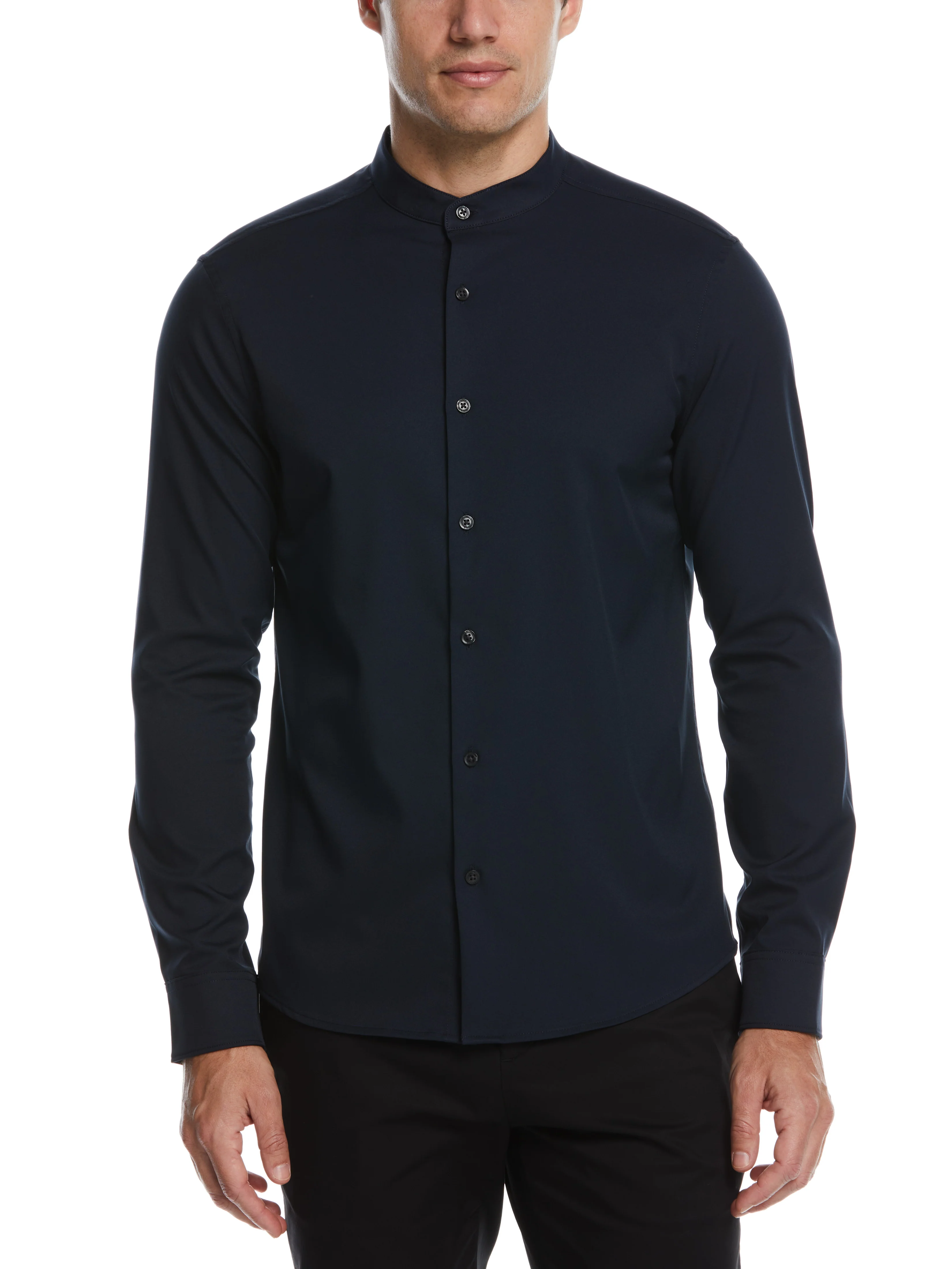 Untucked Total Stretch Slim Fit Banded Collar Shirt - Image 9