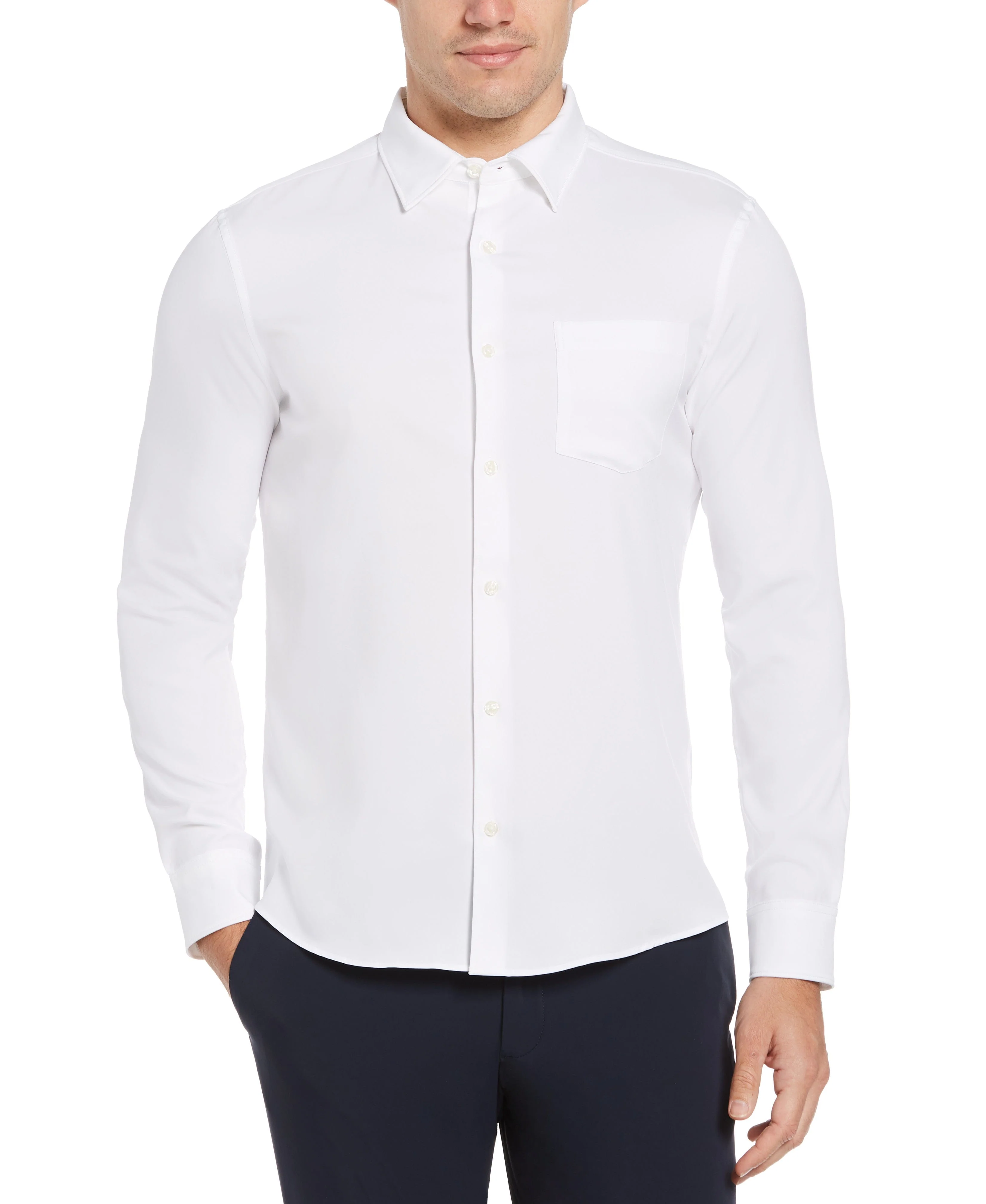 Tall Slim Fit Untucked Total Stretch Solid Shirt - Image 4